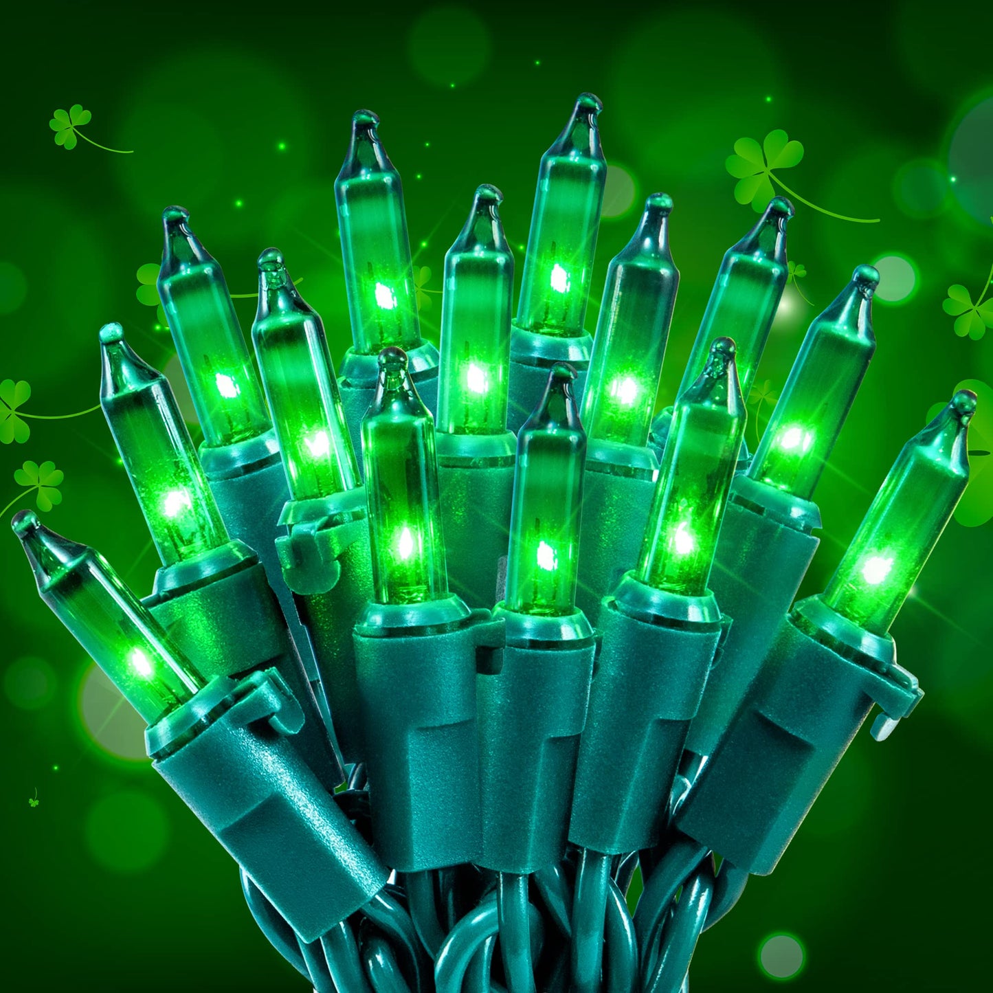 Hopolon 50 Count St. PatrickS Day Mini Lights - 13Ft Green Wire, Copper, Indoor/Outdoor Holiday Decor (2 Pack)