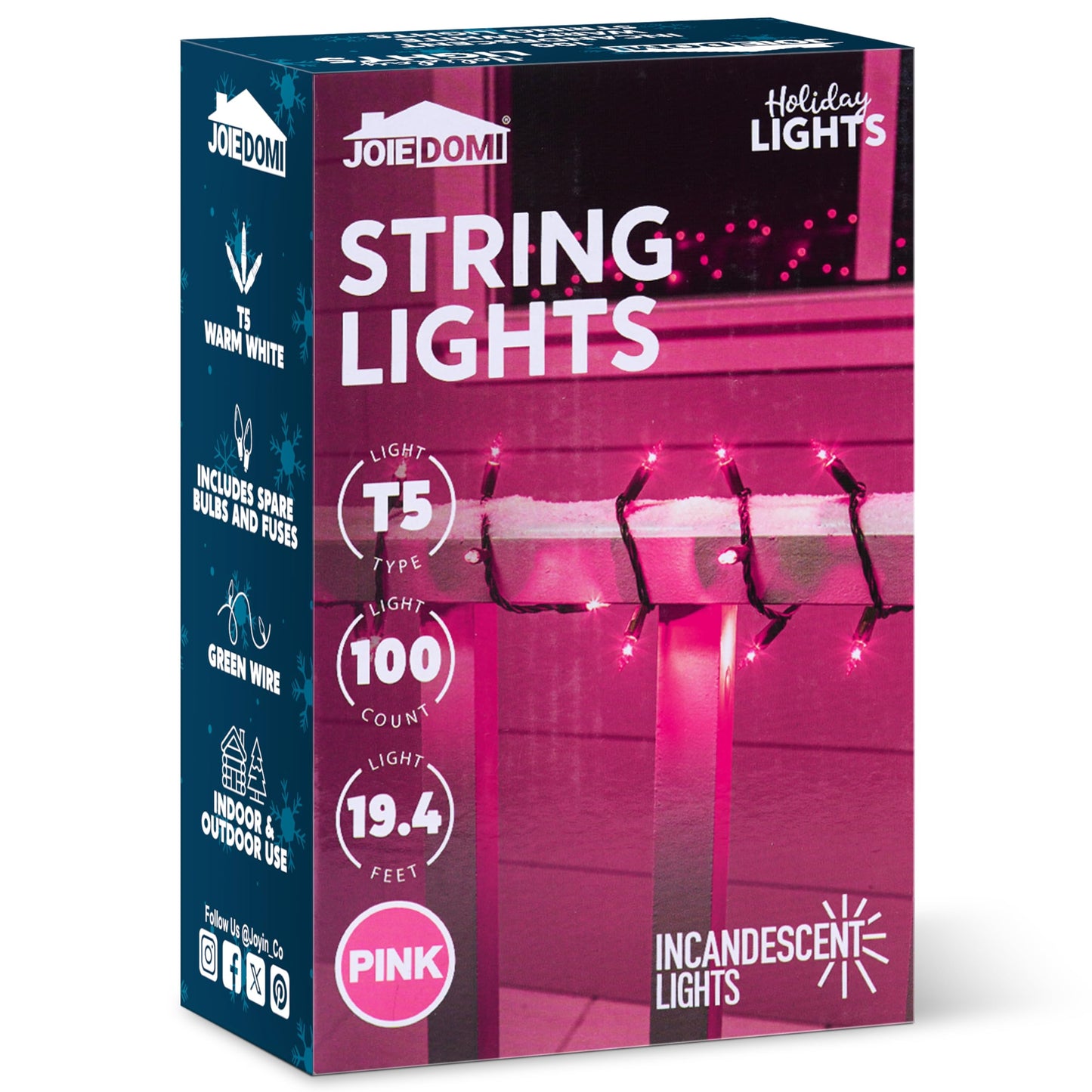Joiedomi Pink Christmas String Lights 200(2X100) 42.8Ft Valentines Day Fairy Tree Lights Plug In For Indoor Outdoor Xmas Valentines Decor Patio Holiday Theme Party Yard House Green Wire