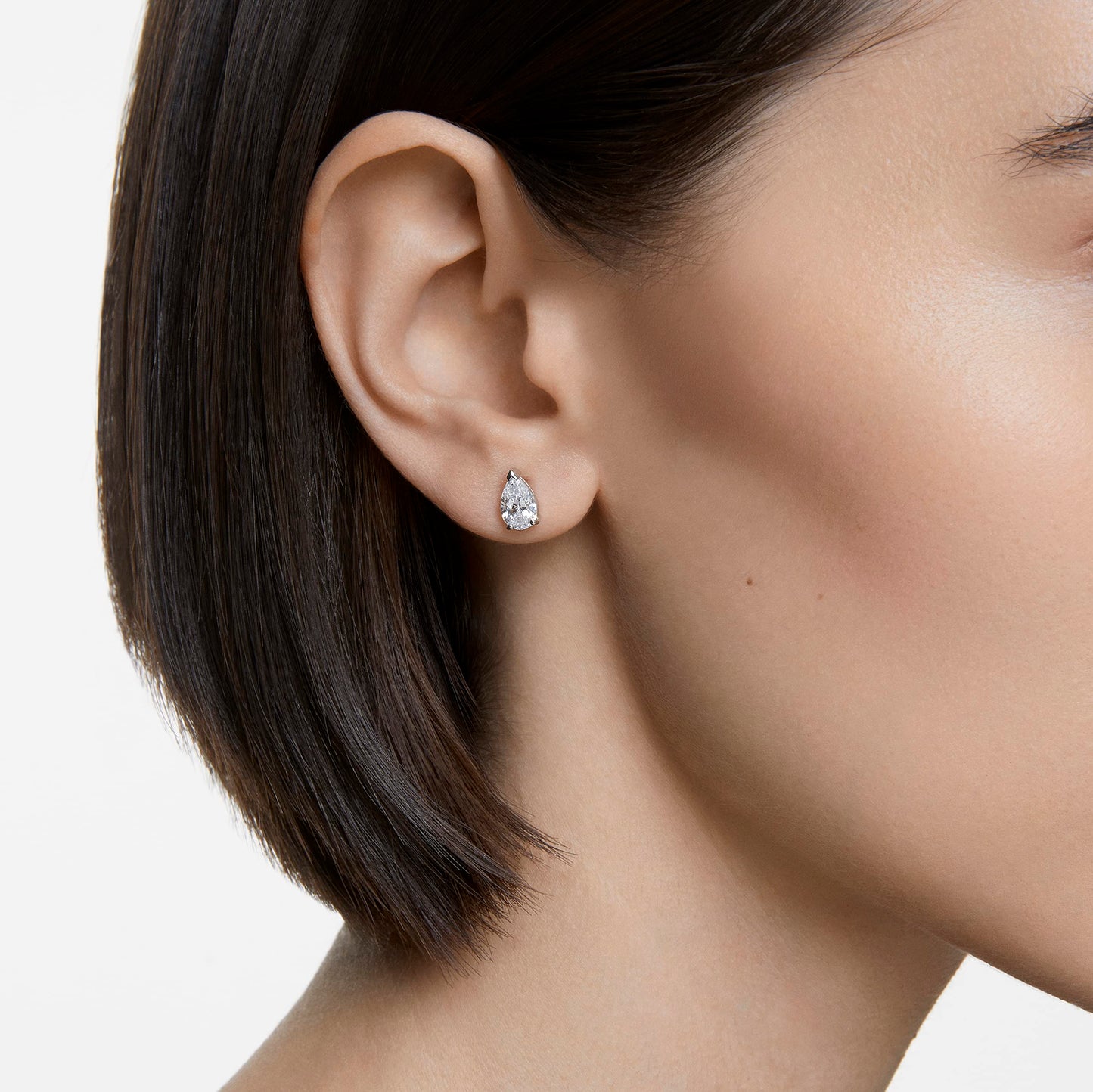 Swarovski Stilla Attract Stud Earrings, Clear Drop-Cut Stones in a Rhodium-Finished Setting, Part of the Swarovski Stilla Attrac