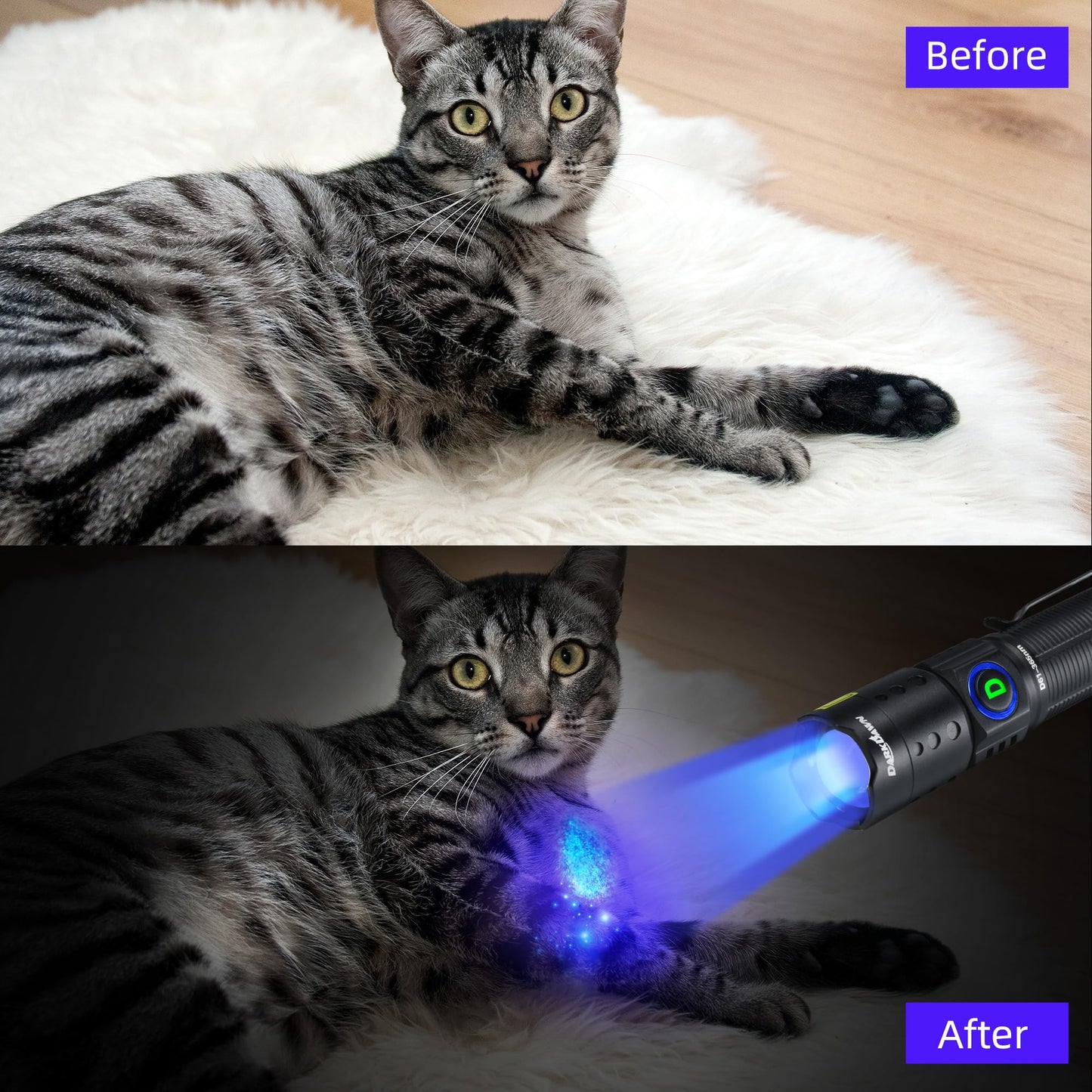 Darkdawn Uv Flashlight 365Nm Mini Usb Rechargeable Blacklight Detector For Pet Stains, Uranium, Resin Curing - Aluminum, Portable