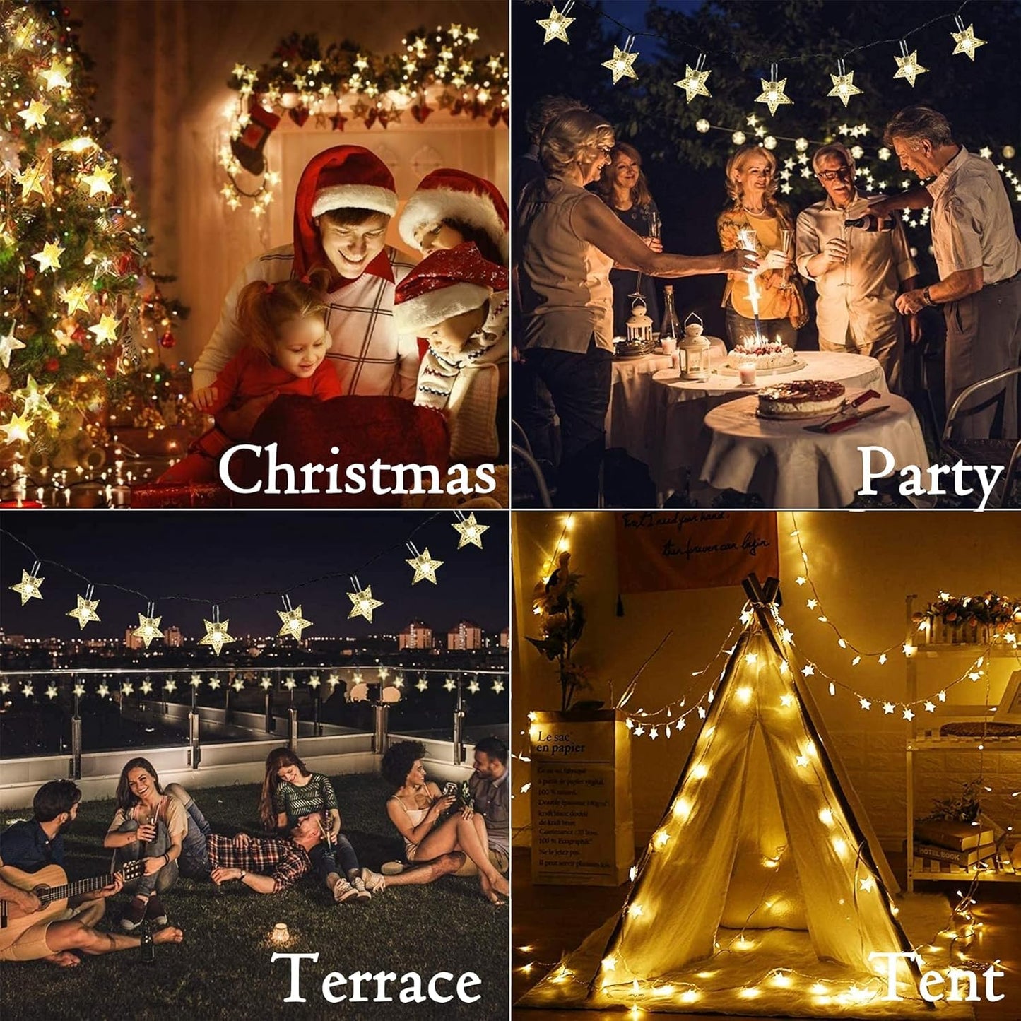 Star String Lights Battery Operated 10Ft 20 Led Star Fairy String Lights  Battery Powered Christmas Lights For Indoor Outdoor Wedding Party Christmas Tree Ramadan Bedroom Patio Decoration Warm White
