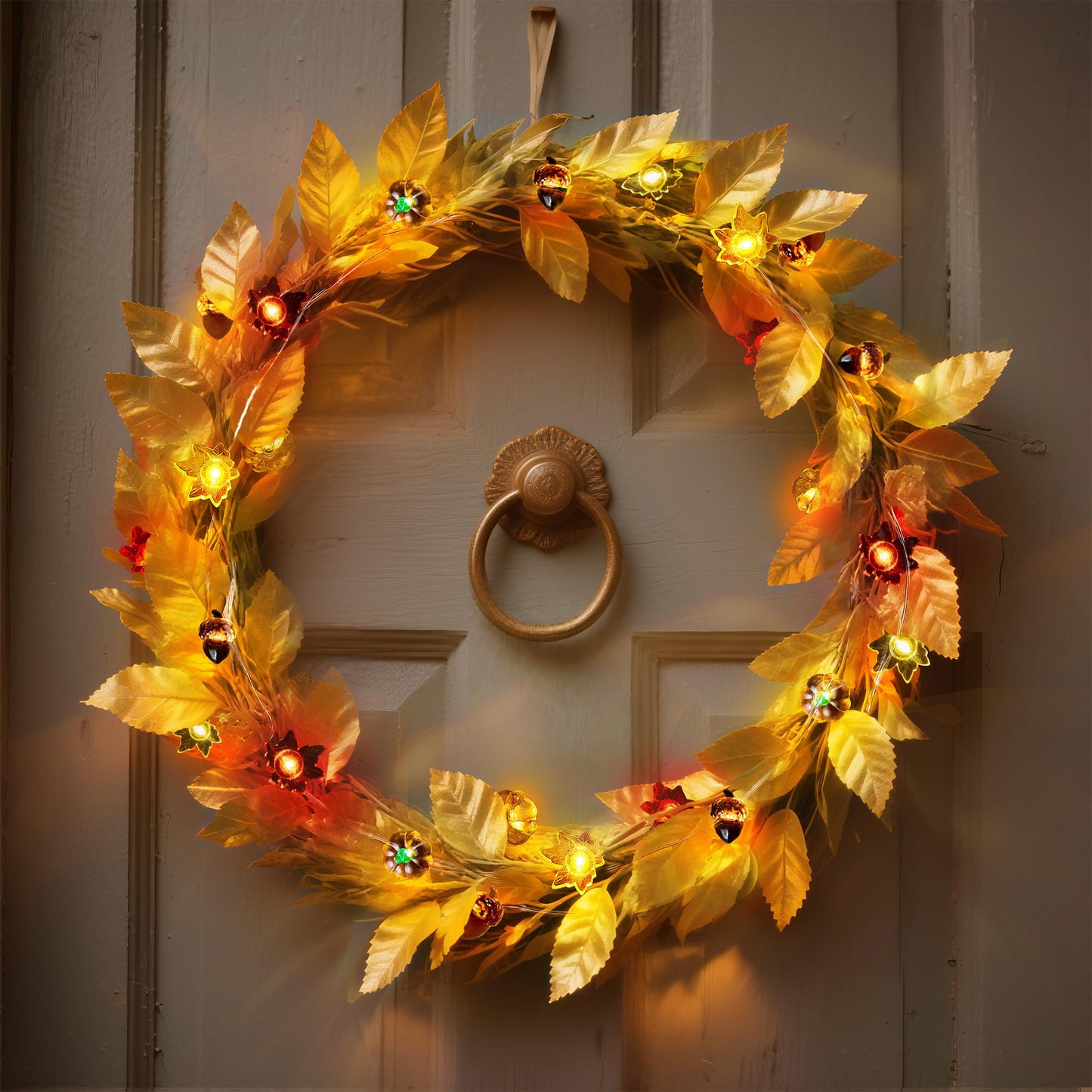 Blctec Thanksgiving Decorations 12.8Ft 40 Led String Lights With Acorn  3D Pumpkins & Maple Leaves  Battery Operated Fall Fairy Lights With Timer For Indoor Outdoor Thanksgiving Decor