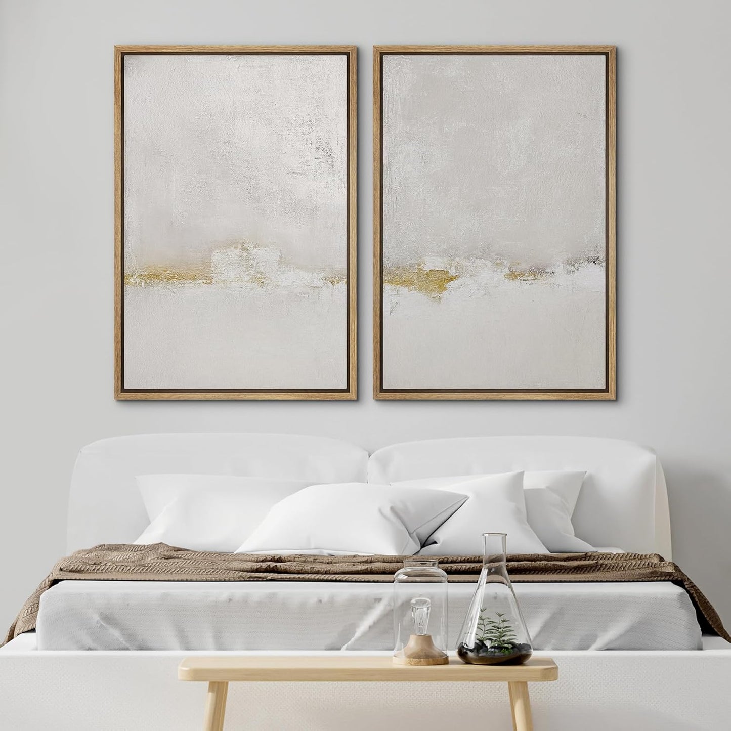SIGNWIN Framed Canvas Print Wall Art Pastel Grunge Gray Landscape Abstract Shapes Illustrations for Living Room, Bedroom, Office - 24"x36"x2 Natural