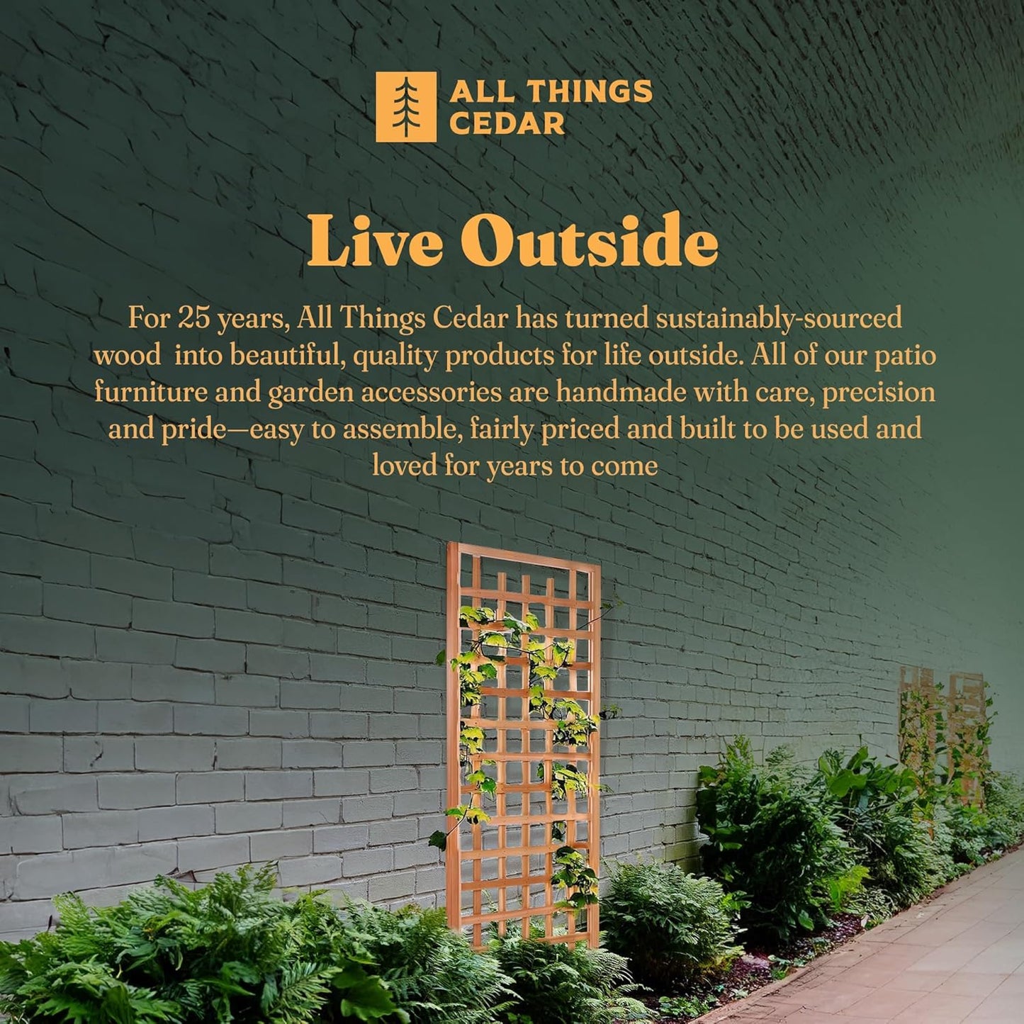 All Things Cedar 33" x 84" Outdoor Single Trellis Handcrafted for Climbing Plants