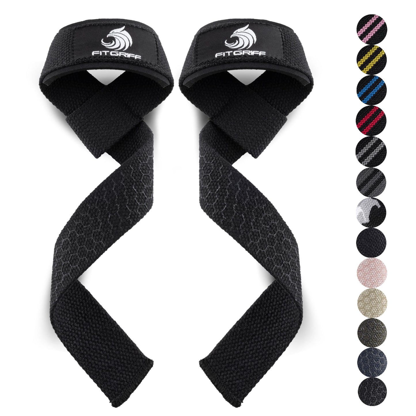 Fitgriff® Lifting Wrist Straps for Weightlifting, Gym, Deadlift, Workout (Made of Premium Cotton & Padded) - Men & Women (XS, Black (Silicone-Grip))