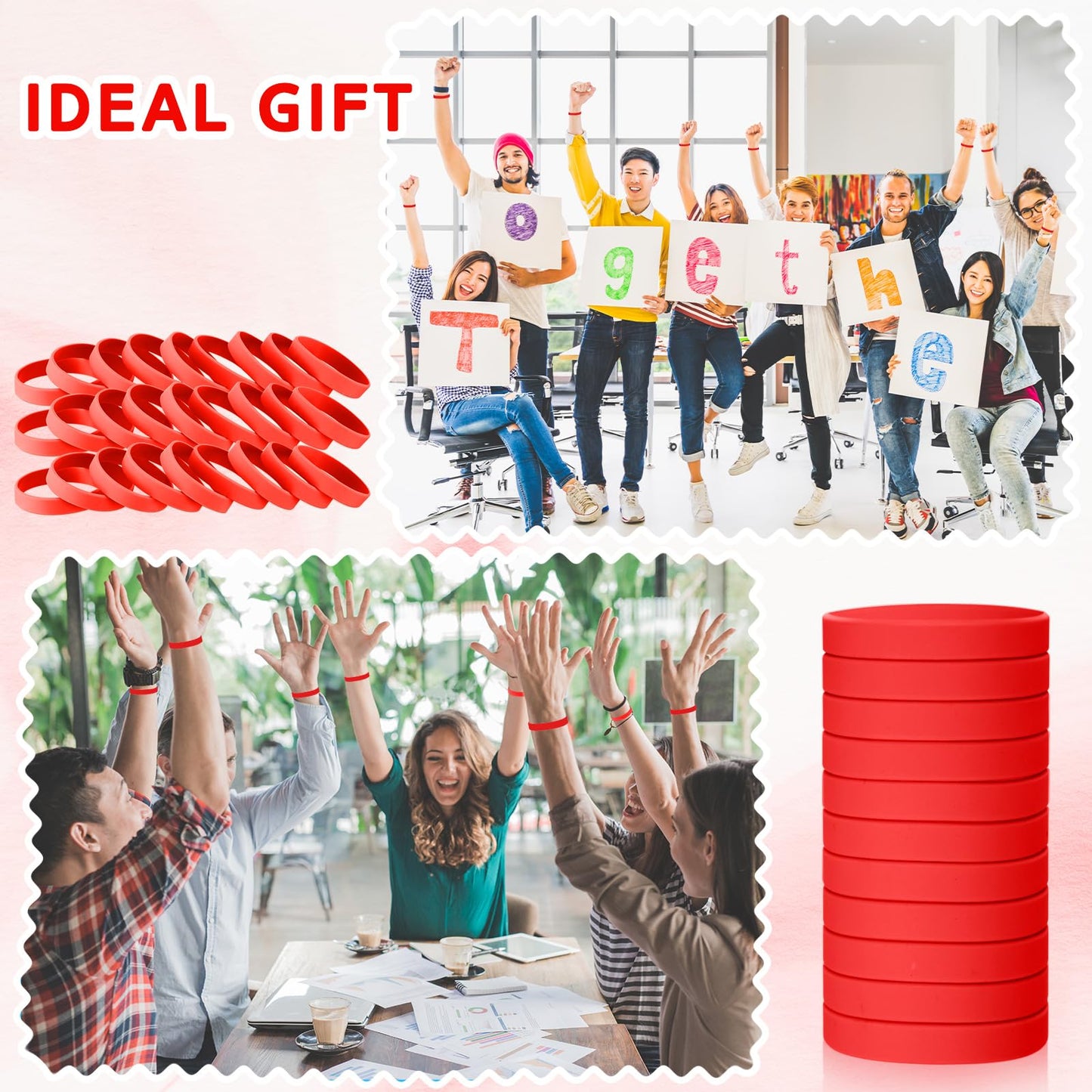 Liliful 100 Pcs Silicone Rubber Wristbands Rubber Wristband Bracelet Bands for Silicone Wristbands for Women Men(Red)