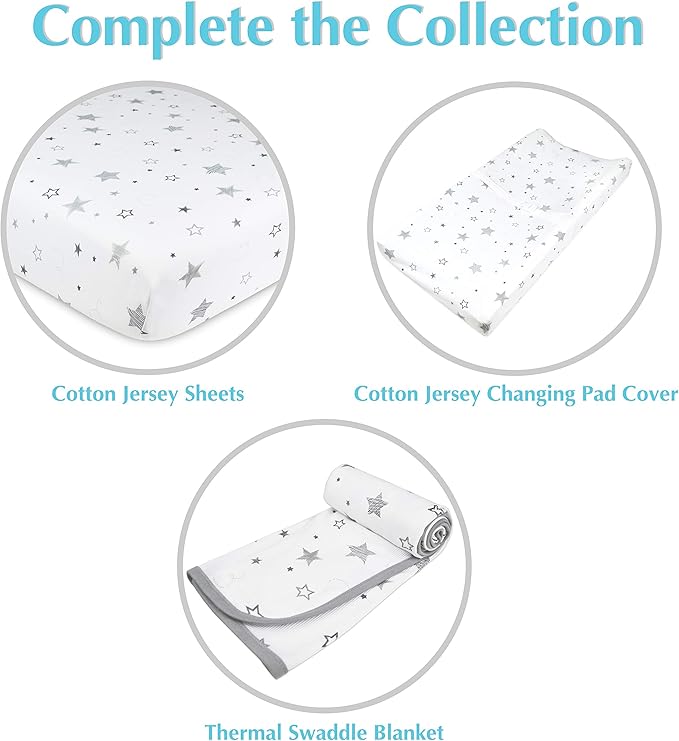 American Baby Company 100% Natural Cotton Fitted Cradle/Bassinet Sheet 36" x 18" - Soft, Breathable & Hypoallergenic Bed Sheet, Super Stars, Neutral for Boys & Girls