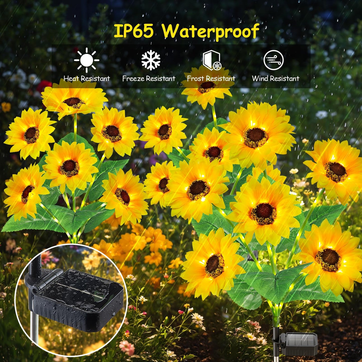 Garpar Solar Lights Outdoor Garden Decor  Upgraded 3 Pack With 18 Sunflowers  Auto On/Off Solar Flowers  Waterproof Garden Lights For Yard Patio  Gift For Mother