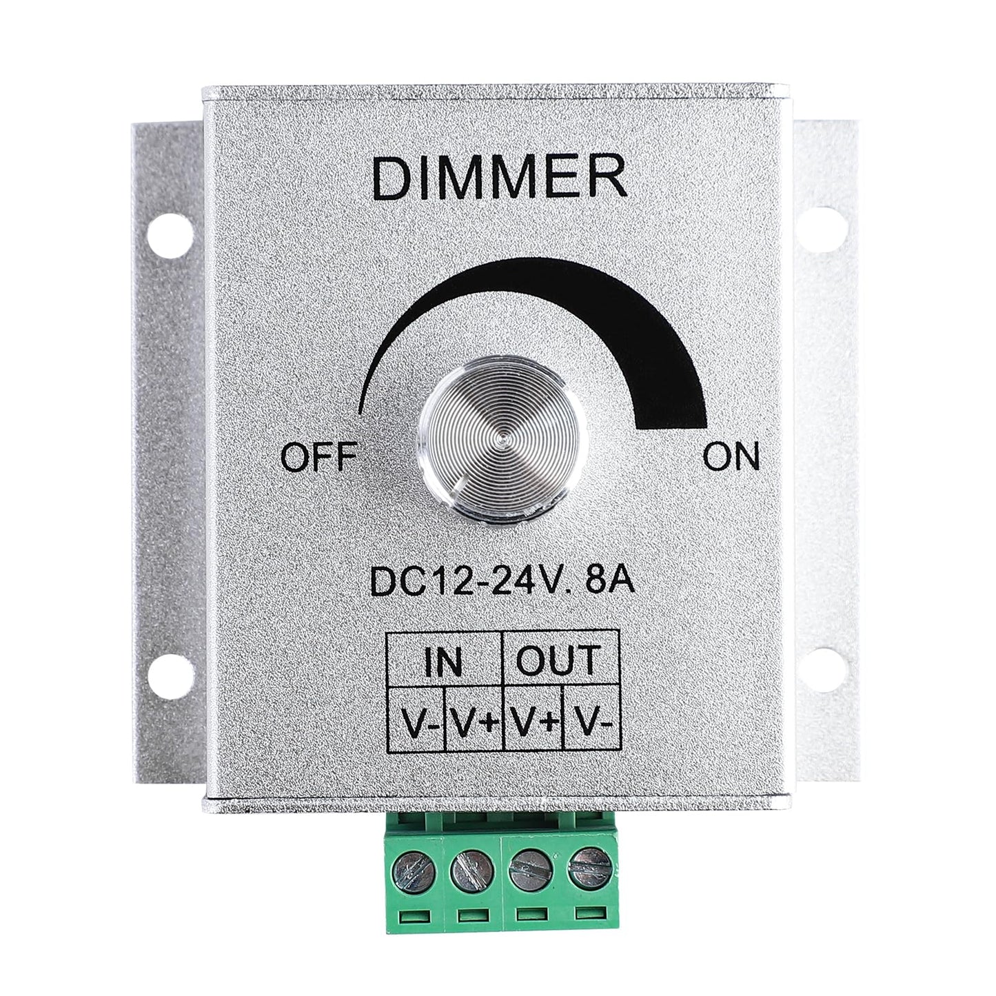 Supernight 12V Dimmer Switch, Aluminium Knob Controller For Led Strips, Single Channel, 8A, Silver, Model H&Pc-70458