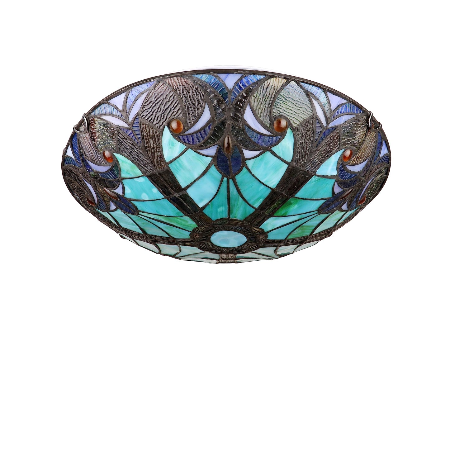 Chloe Lighting Victorian-Style 3-Light Ceiling Flush Fixture 16in Wide Stained Glass Model CH18780VG16-CF3