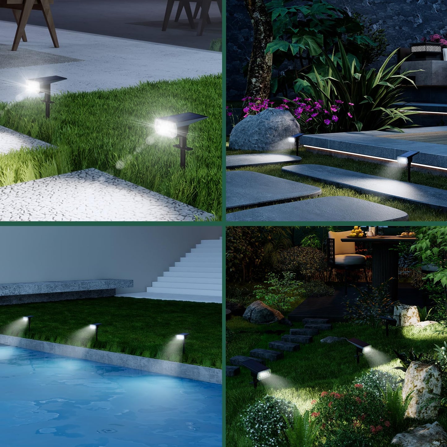 Aidroit Solar Spot Lights Outdoor Waterproof Ip65  3 Lighting Modes Solar Outdoor Lights For Garden Yard Outside Landscape  4 Pack