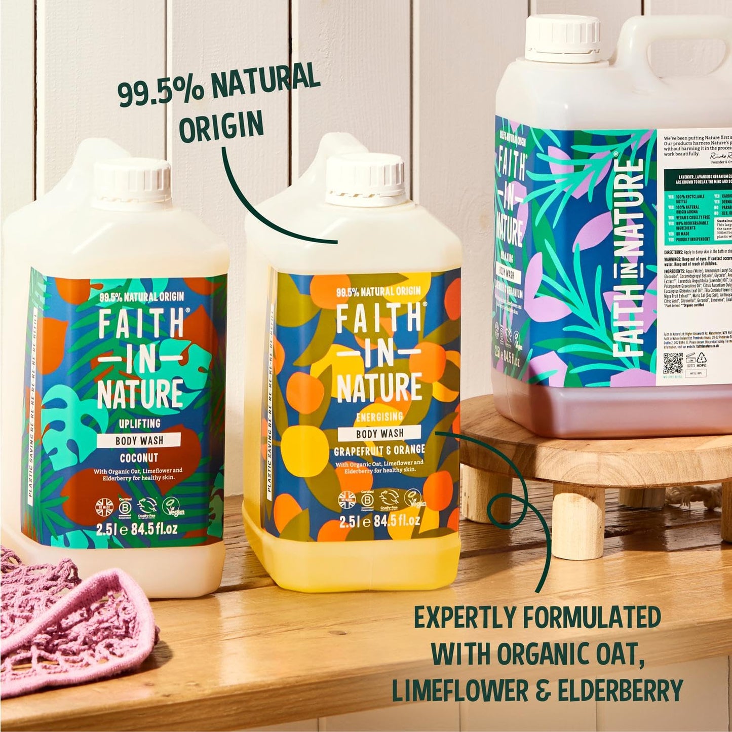 FAITH IN NATURE Natural Body Wash & Refill Bottle Set - Vegan & Cruelty Free, No SLS or Parabens - Bundle, Grapefruit & Orange