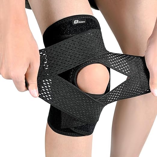 Knee Brace with Side Stabilizers for Meniscus Tear, Adjustable Knee Wrap for Pain Relief, Breathable Compression Knee Supp...