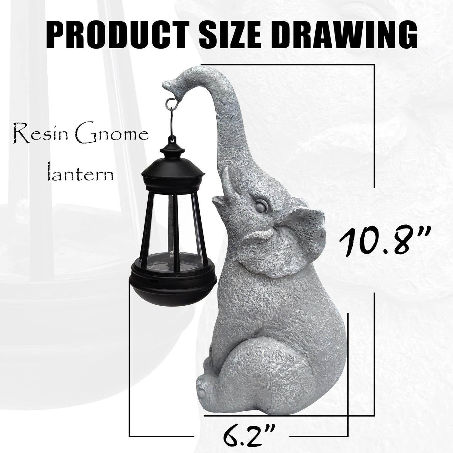Vioyouns Elephant Solar Garden Statues Resin Elephant Figurine Decorations With Solar Lights Lantern  Outdoor Garden Decor Art For Lawn Yard  Unique Housewarming Gift For Garden Home