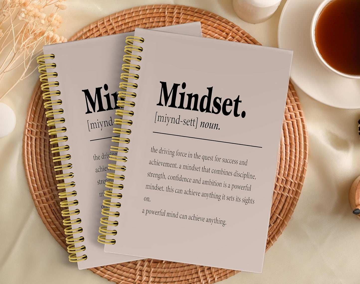 Knibeo Mindset Inspirational Notebooks Journal - Anti Anxiety Notebook, 5.5×8.3 Inch Inspirational Spiral Bound Notebook with 164 Pages, College School Supplies(Tawny)