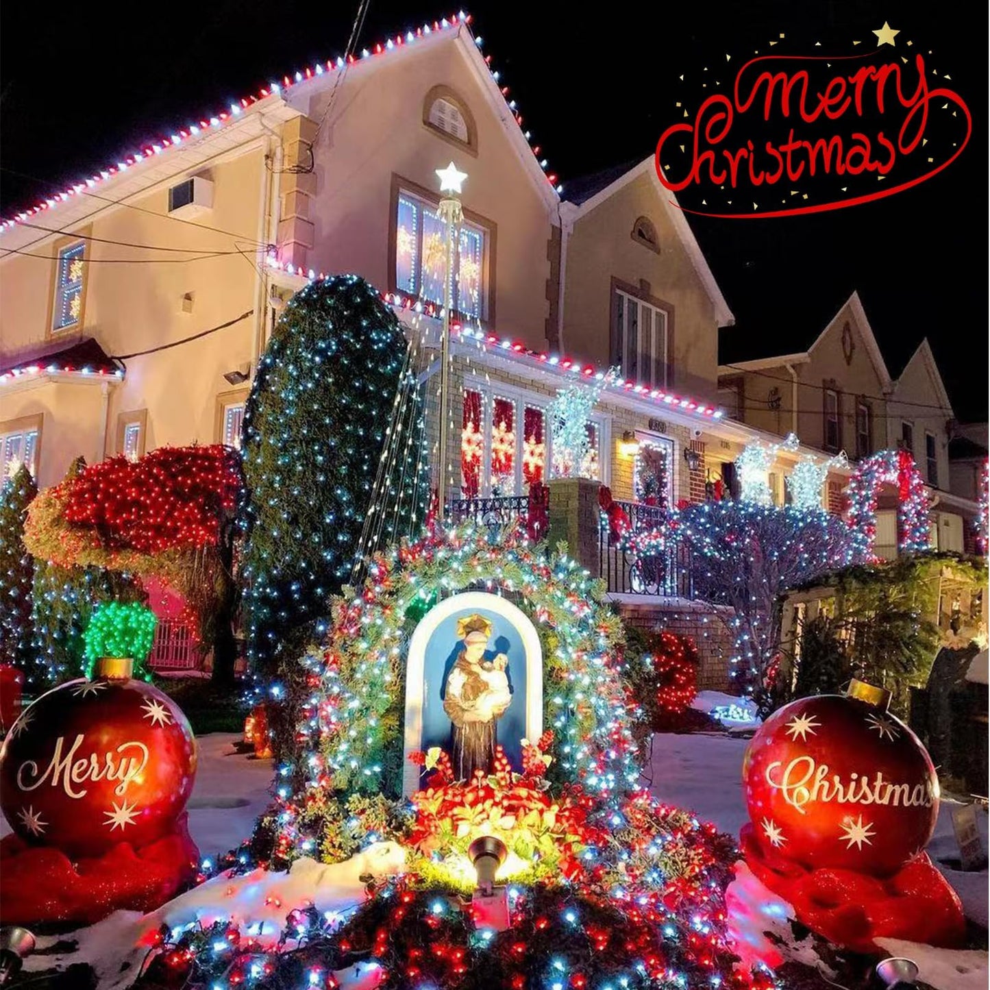 Yeguo 165Ft 500 Led Red And White Christmas Lights Outdoor Waterproof  Clear Wire String Lights Indoor Plug In  8 Modes Clear Wire Twinkle Tree Light For Xmas Party Garden