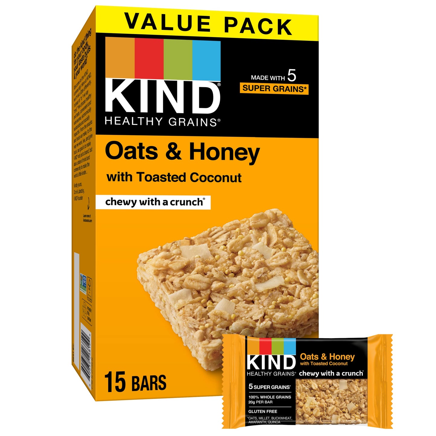 KIND Healthy Grains Bars  Oats & Honey  Gluten Free  15 Count-New