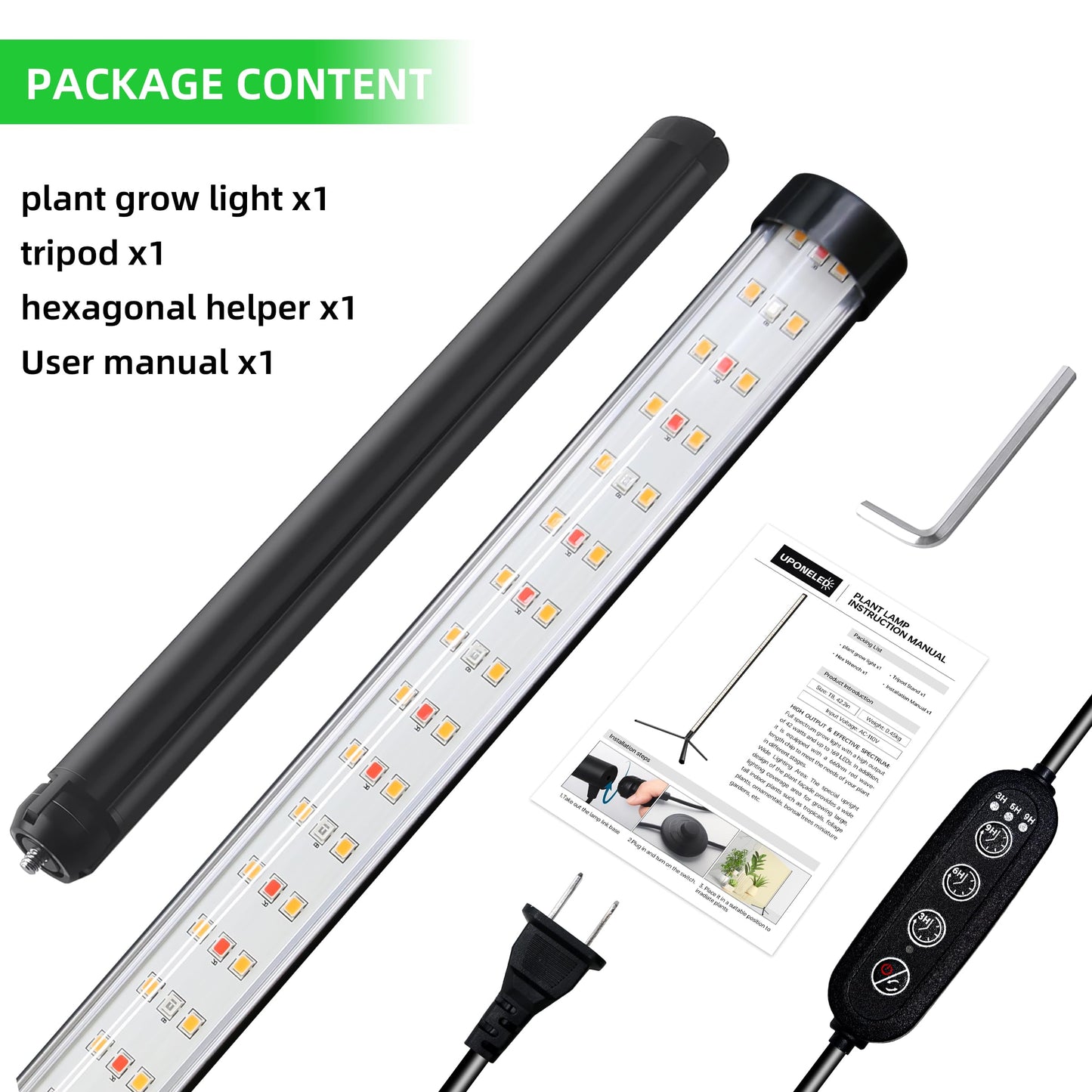 Standing Grow Light For Indoor Plants With Timer 42W Vertical Grow Lights For Indoor Plants Full Spectrum 4Ft T8 243Led Plant Lights For Indoor Growing With 3 Lighting Modes For Tall Plants(1 Pack)