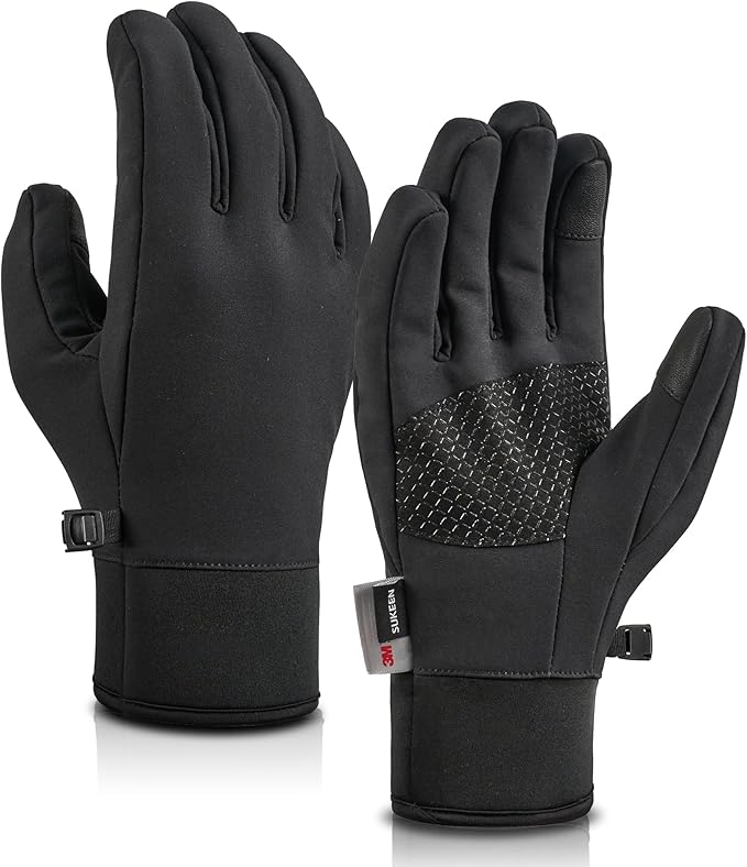 Sukeen Windproof Winter Gloves Men Women, 3M Thinsulate Warm Waterproof Ski Gloves for Cold Weather, Anti-Slip Touchscreen...