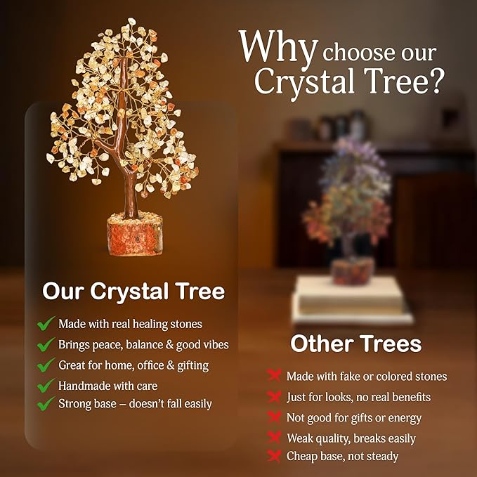 YATSKIA Citrine Healing Crystal - Gemstone Tree, Bonsai Trees, Fake Bonsai, Feng Shui Tree, Crystal Gifts for Women, Arbol De La Abundancia, Crytals and Gemstones, Good Luck Home Decor