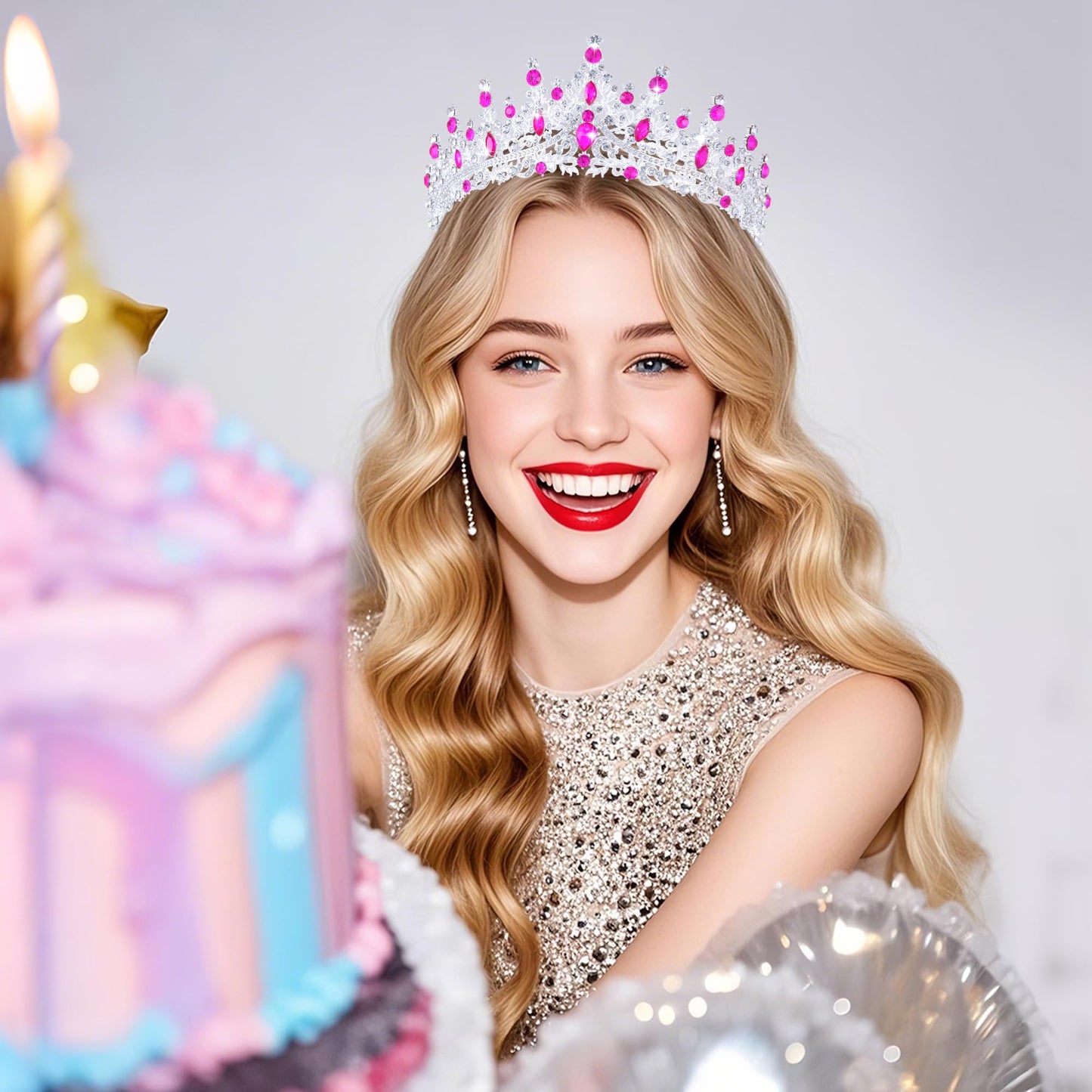 Kamirola Crystal Crowns and Tiaras Headband for Girl or Women Birthday Party Wedding Prom Bridal Halloween Christmas (TR19), M,