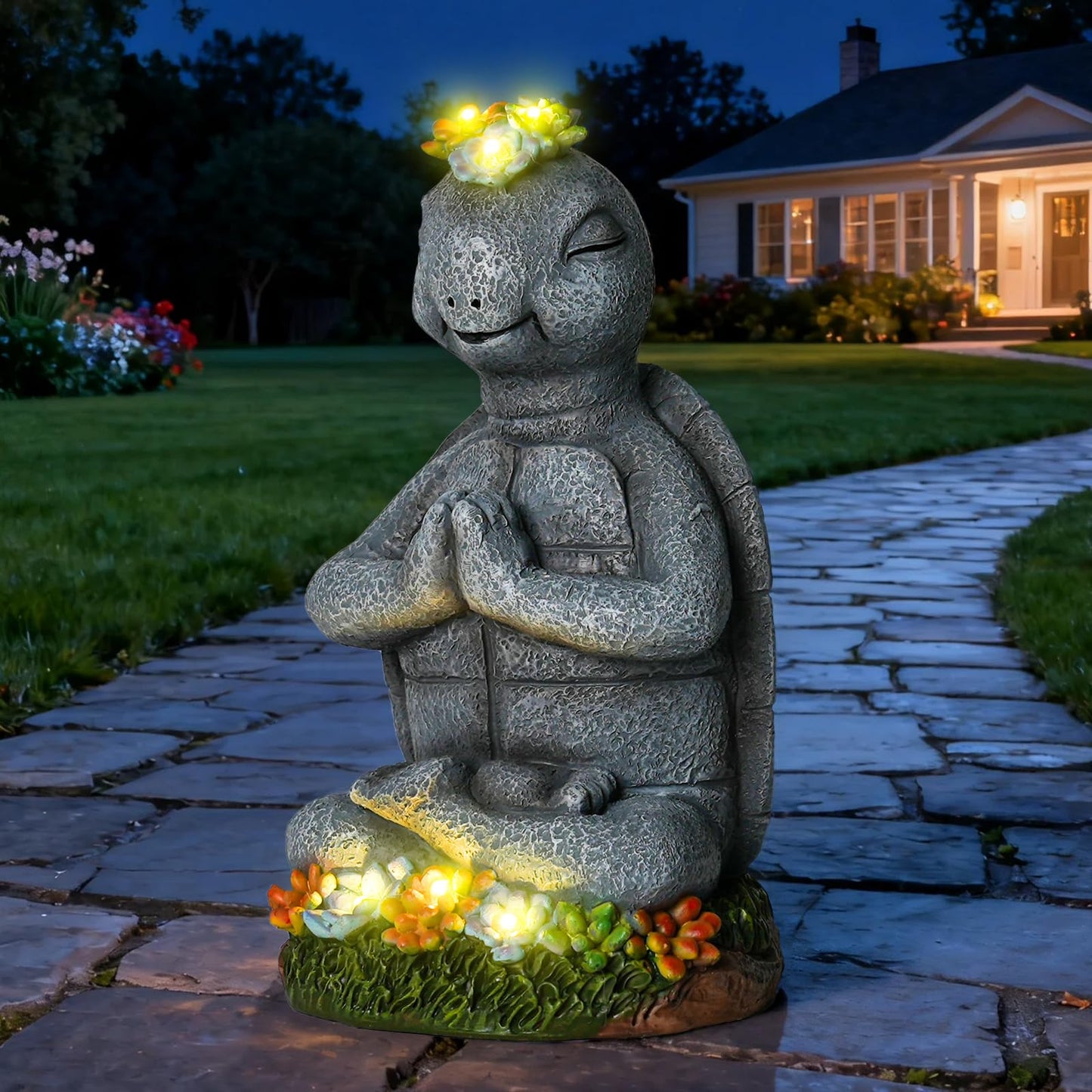 Pohabery Solar Turtle Decor Garden Turtle Figurines With Led Light Birthday Gifts For Women Turtle Outdoor Decor For Patio Yard Garden Home Decor