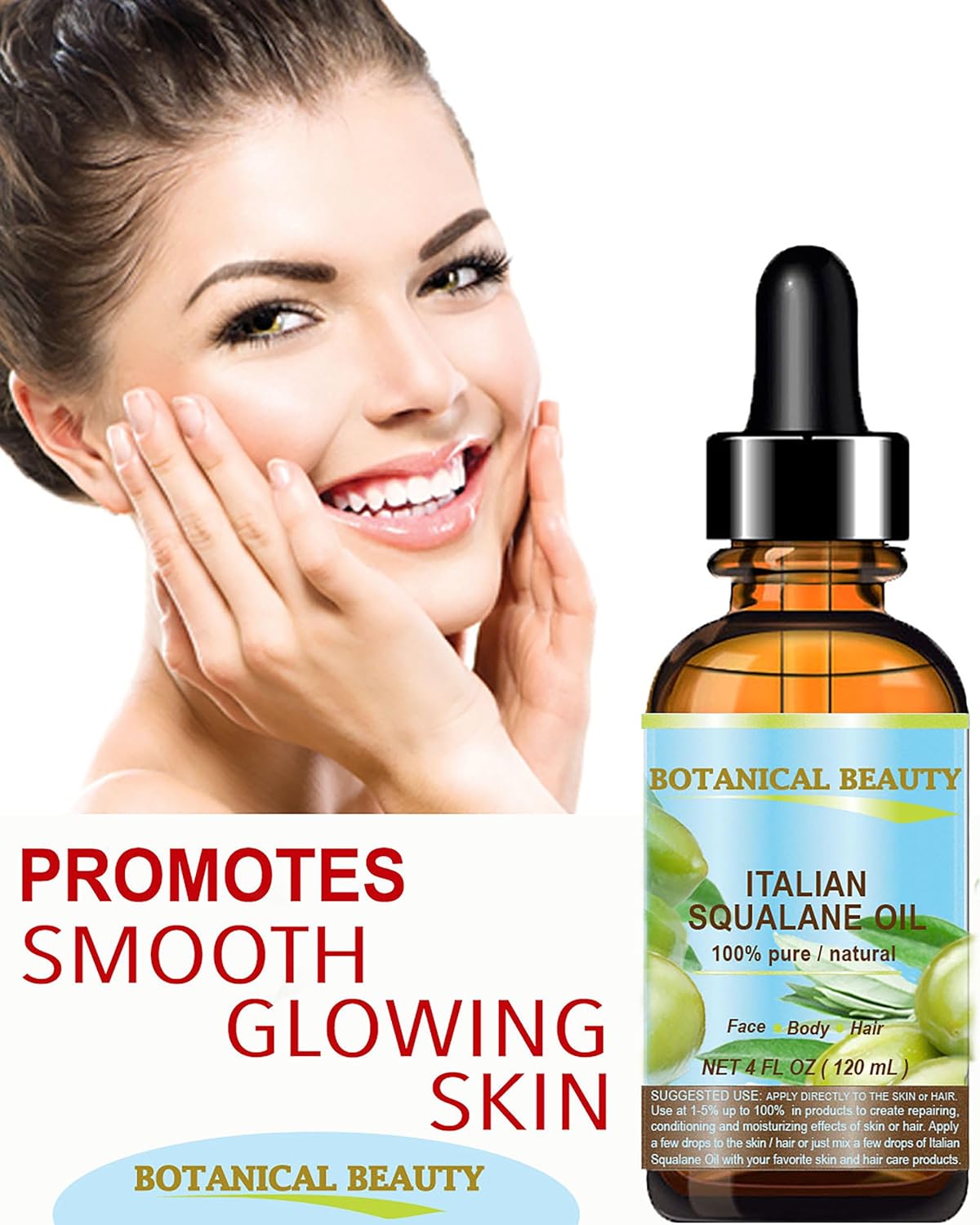 SQUALANE Italian Olive. 100% Pure Natural Undiluted Oil. 2 fl.oz- 60ml. 100% Ultra-Pure Moisturizer for Face, Skin, Body, Hair. Reliable 24/7 skincare protection