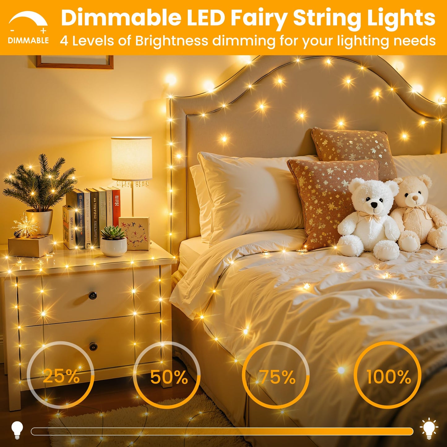Larkvue 492Ft 1500 Leds String Lights With Remote  Dimmable 8 Modes Timer & Memory Function Fairy Rope Light For Christmas Tree Party Decor-Warm White