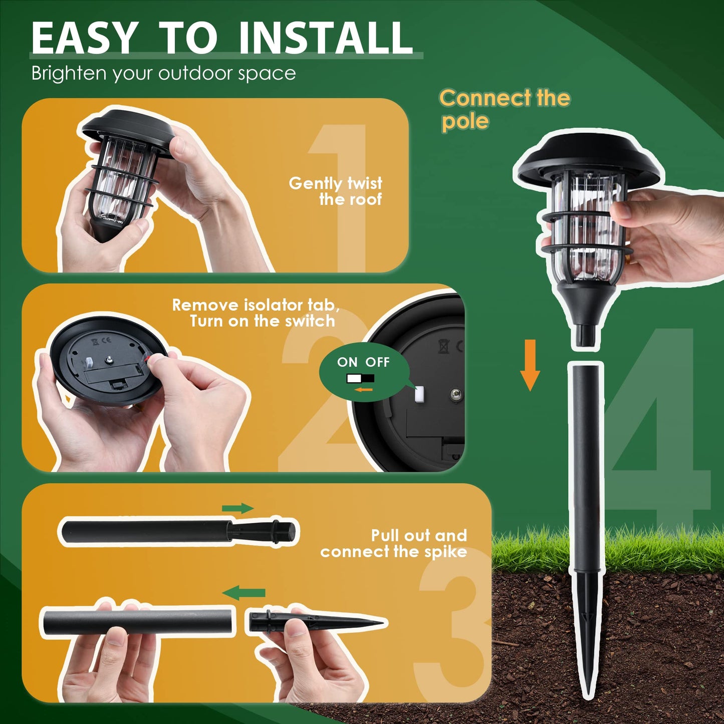 Solpex Solar Outdoor Path Lights, 8 Pack Cold White, Waterproof Landscape Lighting For Garden, Yard, Patio, Model 8348-X