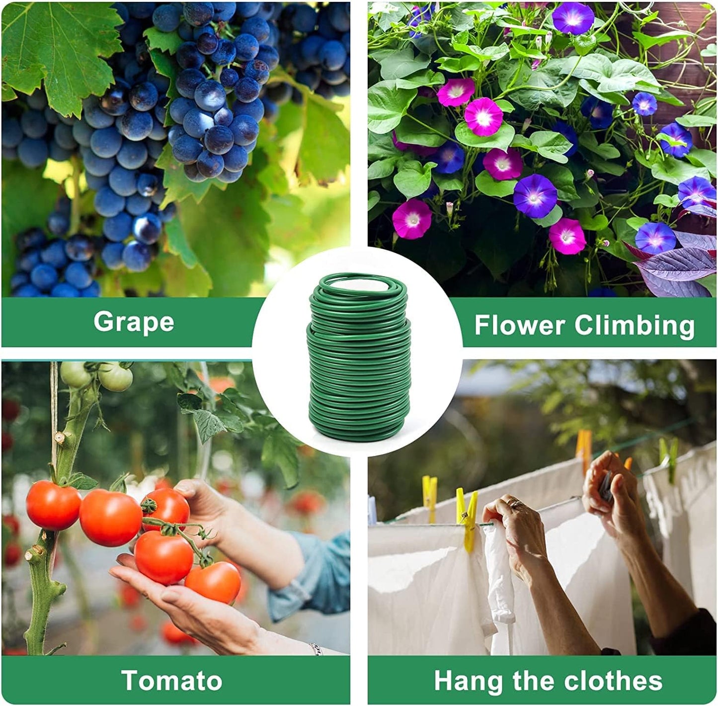 Decoroca Soft Plant Ties for Support - 65.6' Reusable Waterproof Plant Wire, 3.5mm Garden Twist, Office Organization and Decoration Binding（2pcs/Green）