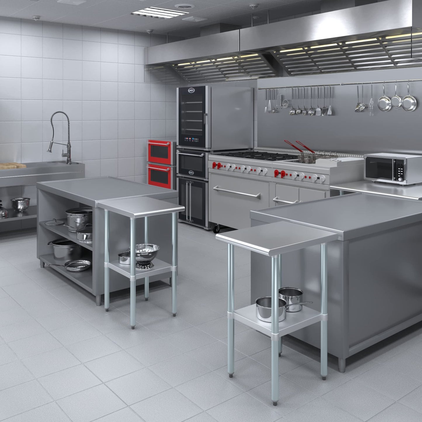 AmGood 24 in. x 18 in. Stainless Steel Work Table | Metal Kitchen Food Prep Table | NSF