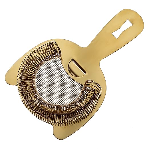 Barfly Fine Mesh Spring Strainer, Gold Plated