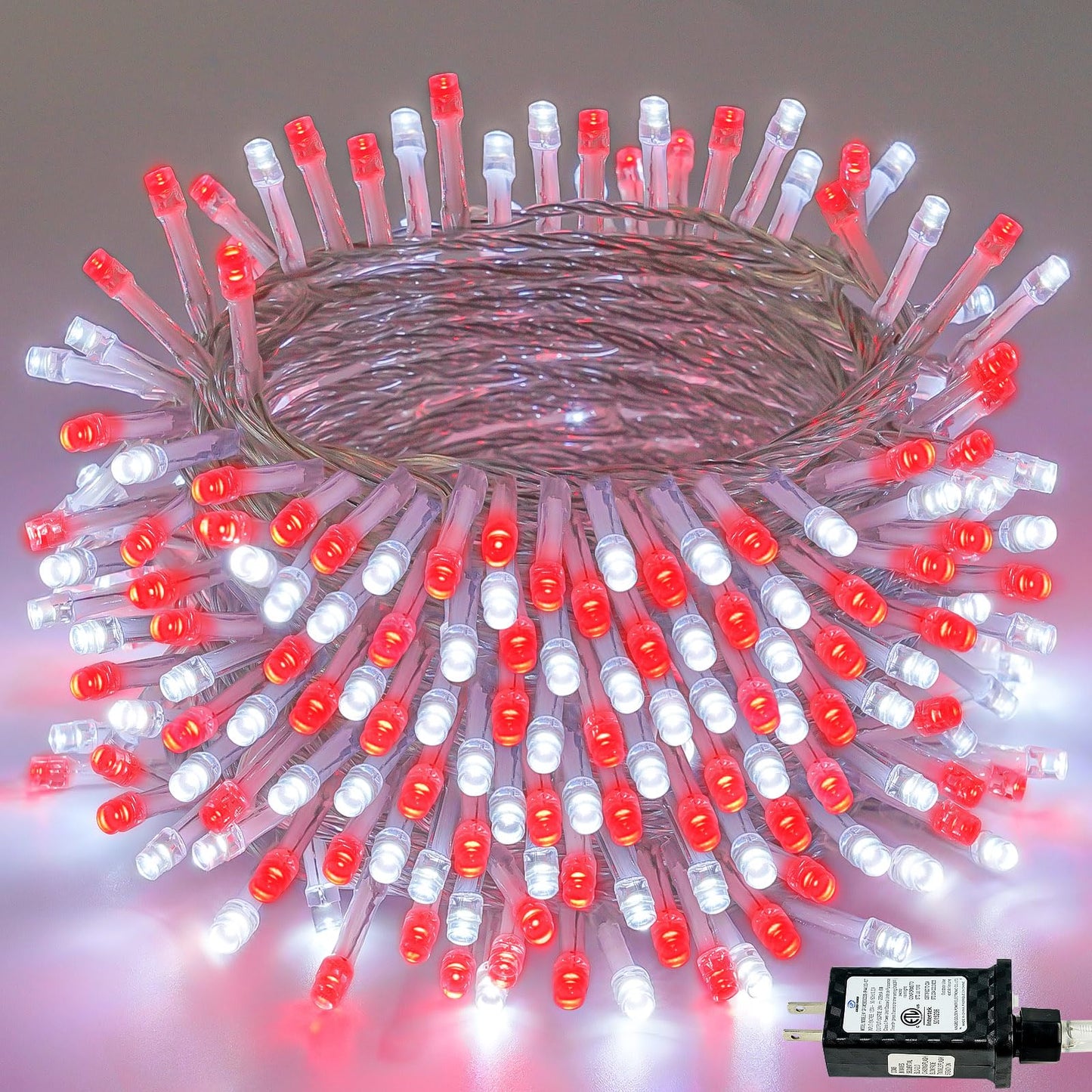 88Ft 240Led Extra-Long Connectable String Lights Indoor Outdoor Clear Wire  Red&White Christmas String Lights  Plug In Twinkle Fairy Light With Timer For Wedding Patio Tree Yard Christmas Decorations