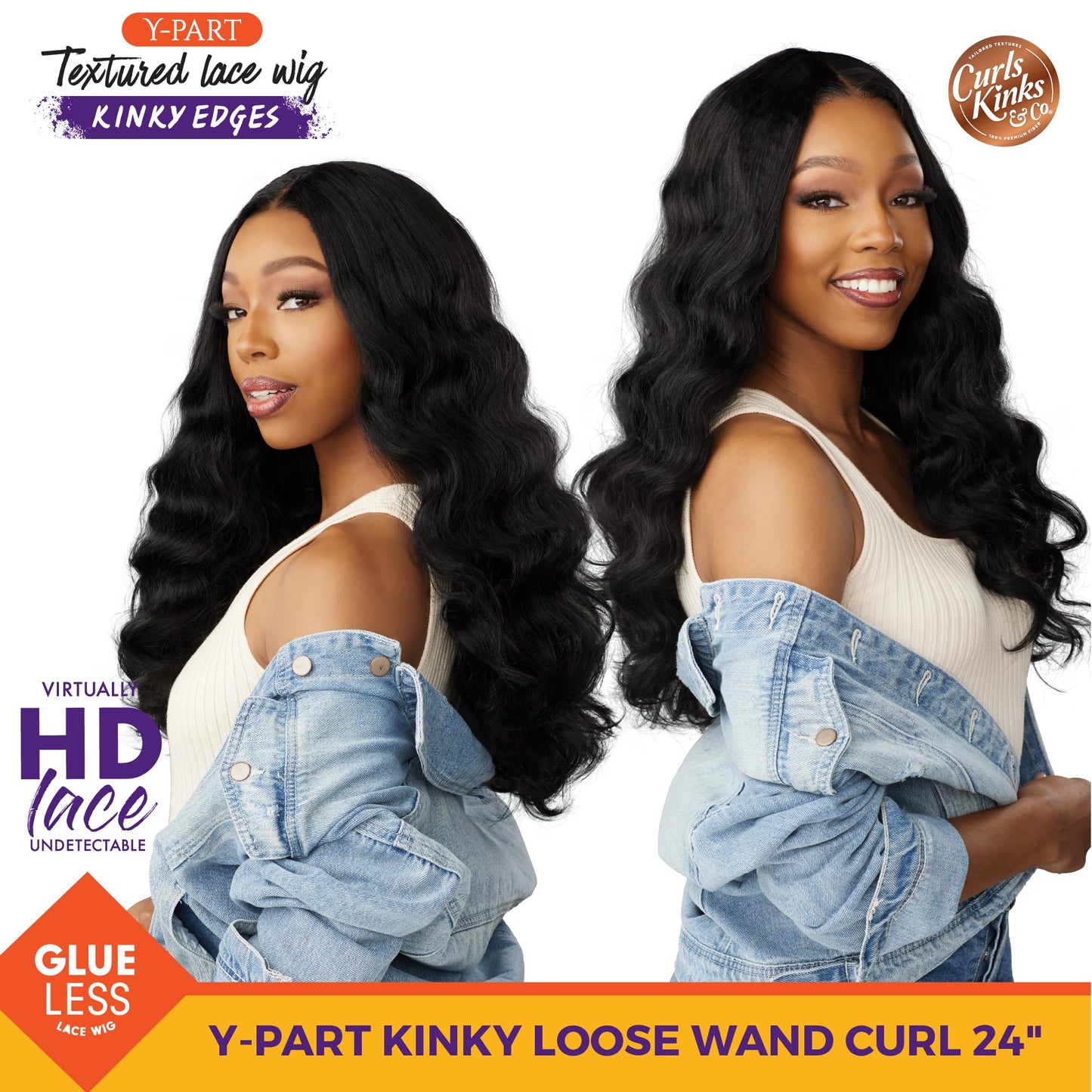 Sensationnel Curls Kinksandco Kinkyedges Wig - Kinky Loose Wand Curl 24 Inch Y Part Lace Natural Kinkytexture Edged Hairline for