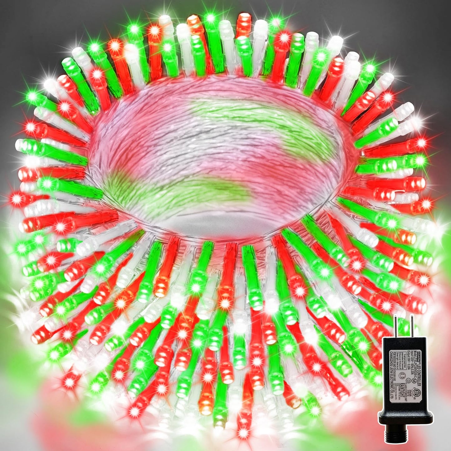 Lamphome 33Ft Christmas Decorative Mini Lights  100 Led Transparent Wire Fairy Starry String Lights Plug In  16 Lighting Modes For Outdoor Xmas Tree Wedding Party Decoration (Red/Green/White)