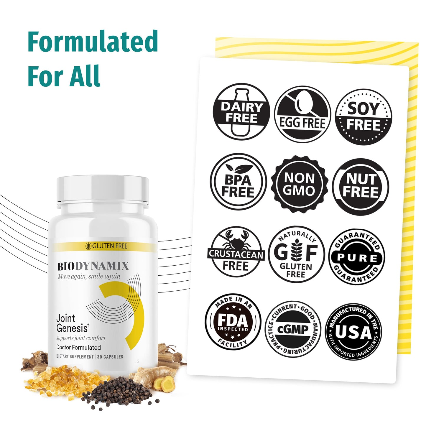 BioDynamix Joint Genesis, Joint Support Formula, Promotes Joint Function, Comfort, and Flexibility, 30-Day Supply, 3 Pack