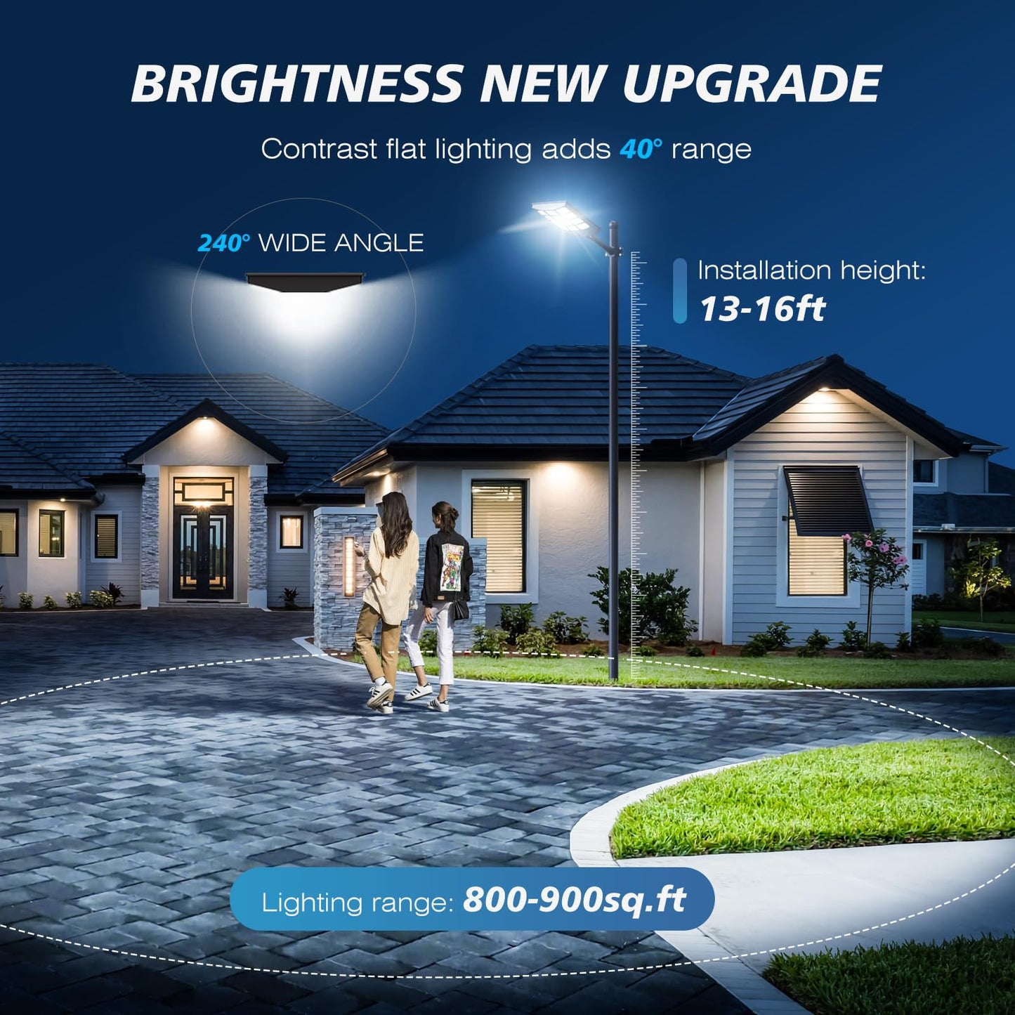5000W Solar Street Lights Outdoor Commercial  6500K Wide Angle Motion Sensor Led Flood Light With Remote  Solar Lights Ip66 Waterproof Dusk To Dawn Lighting For Parking Lot Yard Driveway (4 Pack)