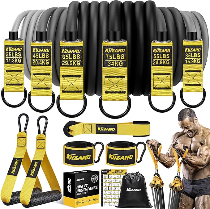 KUZARO Heavy Resistance Bands for Working Out, 300lbs/360lbs Heavy Exercise Bands with Handles, Resistance Bands for Men, ...
