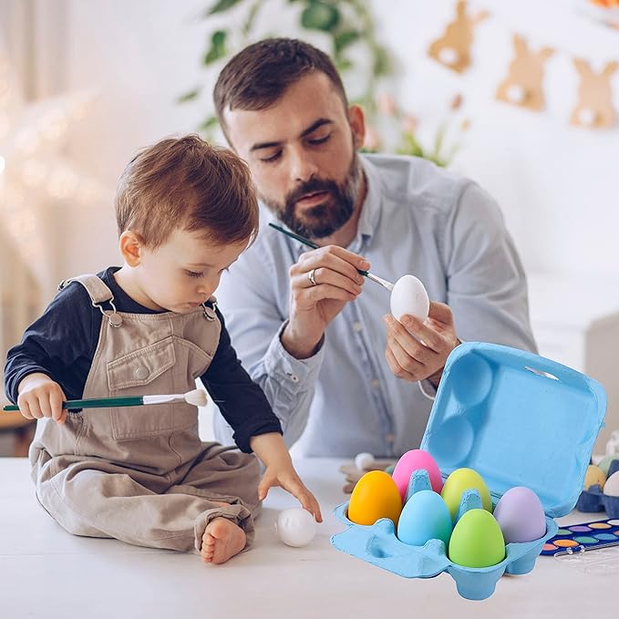 Half Dozen Colored Egg Cartons, 24 Pack - Natural Pulp Paper, 6 Count Reusable Egg Holder Basket, Blank Colorful Easter Toy Storage Tray