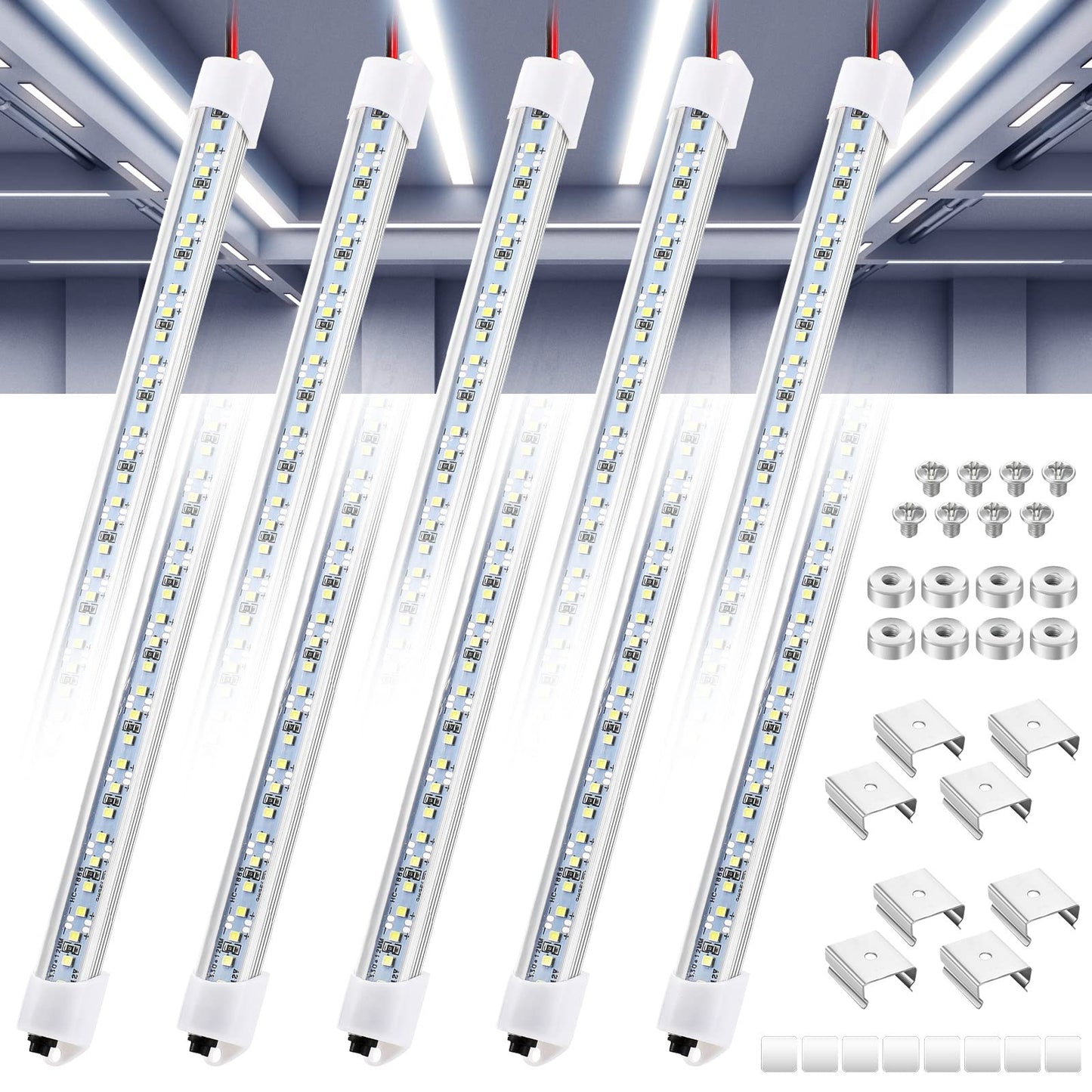 8 Pcs 12V Interior Led Light Bar For Car Led Light With Switch And Magnets Strip White 12V Lighting For Indoor Room Home Car Cargo Truck Trailer Van