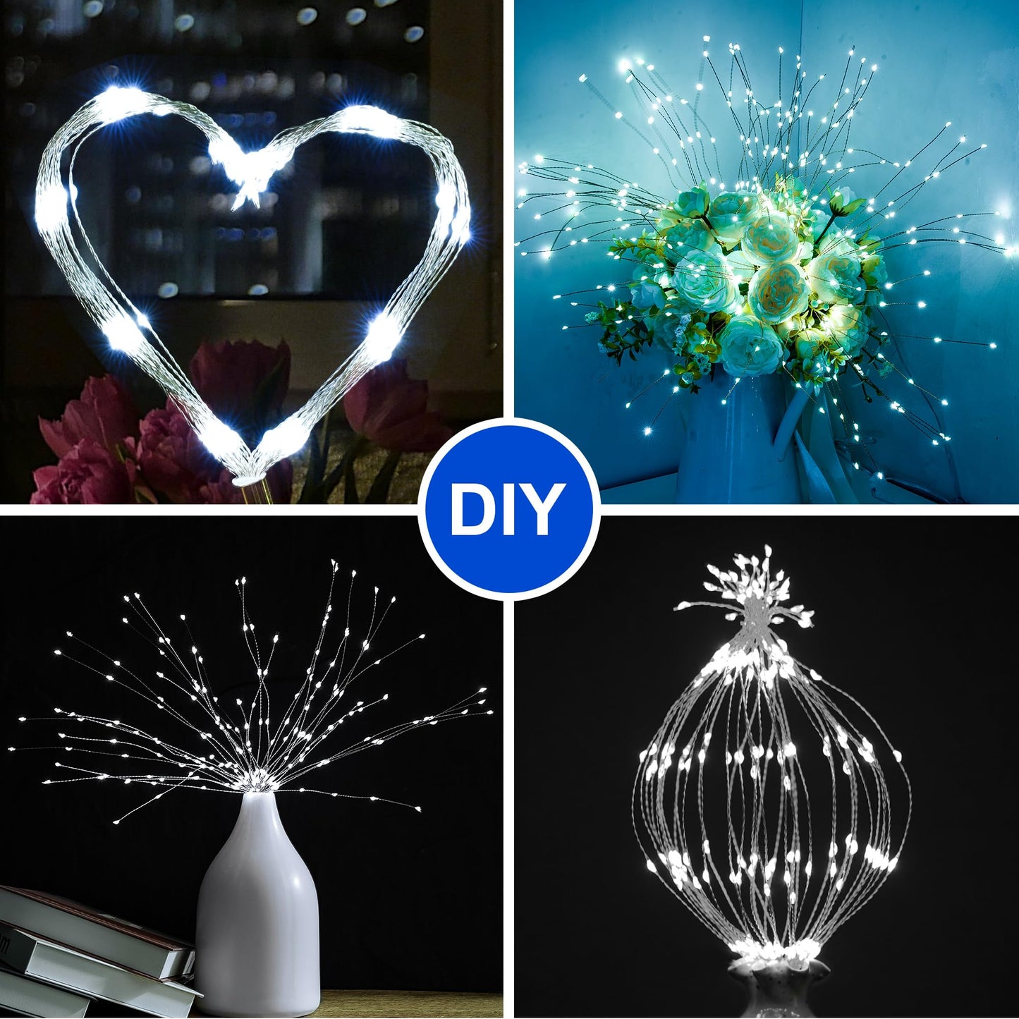 Solar Christmas Firework Lights Outdoor  5 Pack 1000Led Solar Starburst Lights With Remote  8 Modes Dimmable Waterproof Hanging Fairy Lights For Garden  Patio  Holiday Christmas Decor (White)