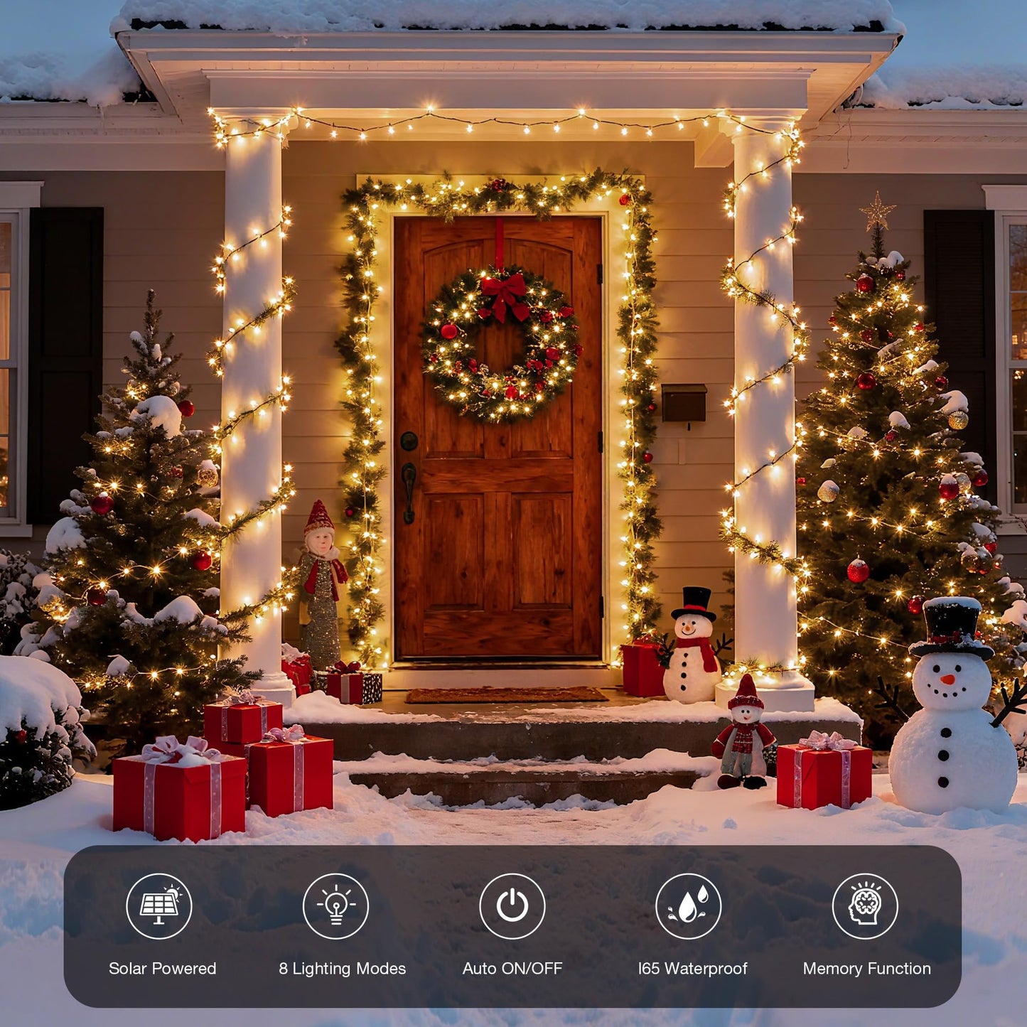 Banbanjo Solar Christmas Lights Outdoor 2 Packs Total 144Ft 400 Led Solar String Lights With 8 Modes  Waterproof Christmas String Light For Patio Garden Party Tree Proch Holiday Xmas Decor(Warm White)