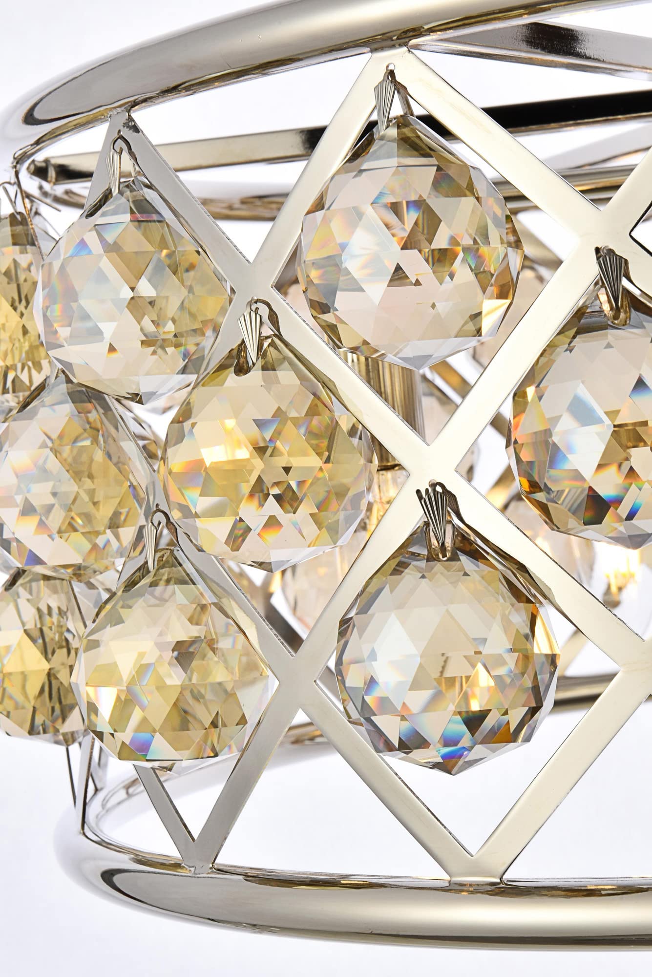 Elegant Lighting 5-Light Pendant Lamp, 20in Depth x 9in Height, Polished Nickel Finish, Golden Teak, Model 1214D20PN-GT/RC