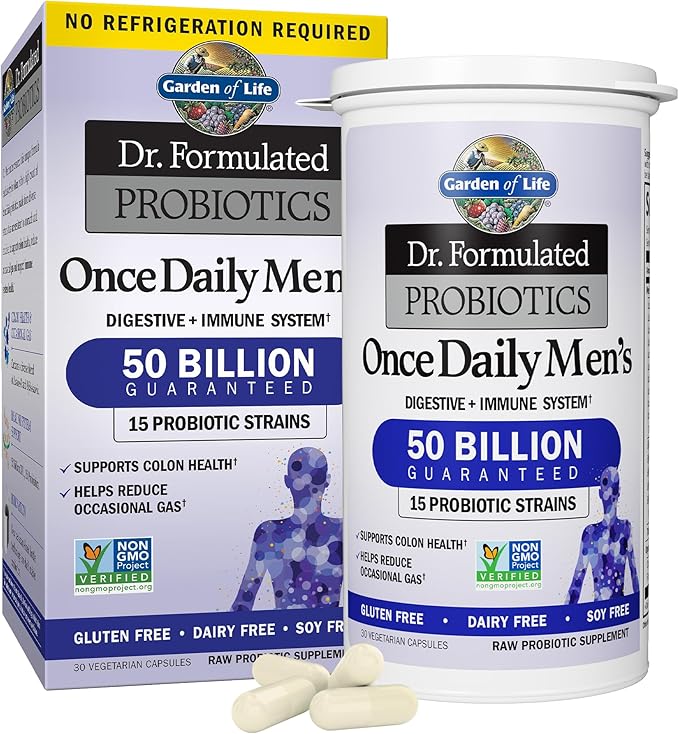 Garden of Life Men's Probiotics 50 Billion CFU + Vitamin Code Vitamin C 500mg 120 Capsules Bundle