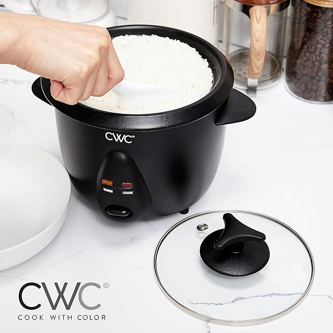 COOK WITH COLOR 6 Cup Rice Cooker 300W - Effortless Cooking and Perfectly, Cooks 3 Cups of Raw Rice for 6 Cups of Cooked Rice, Black