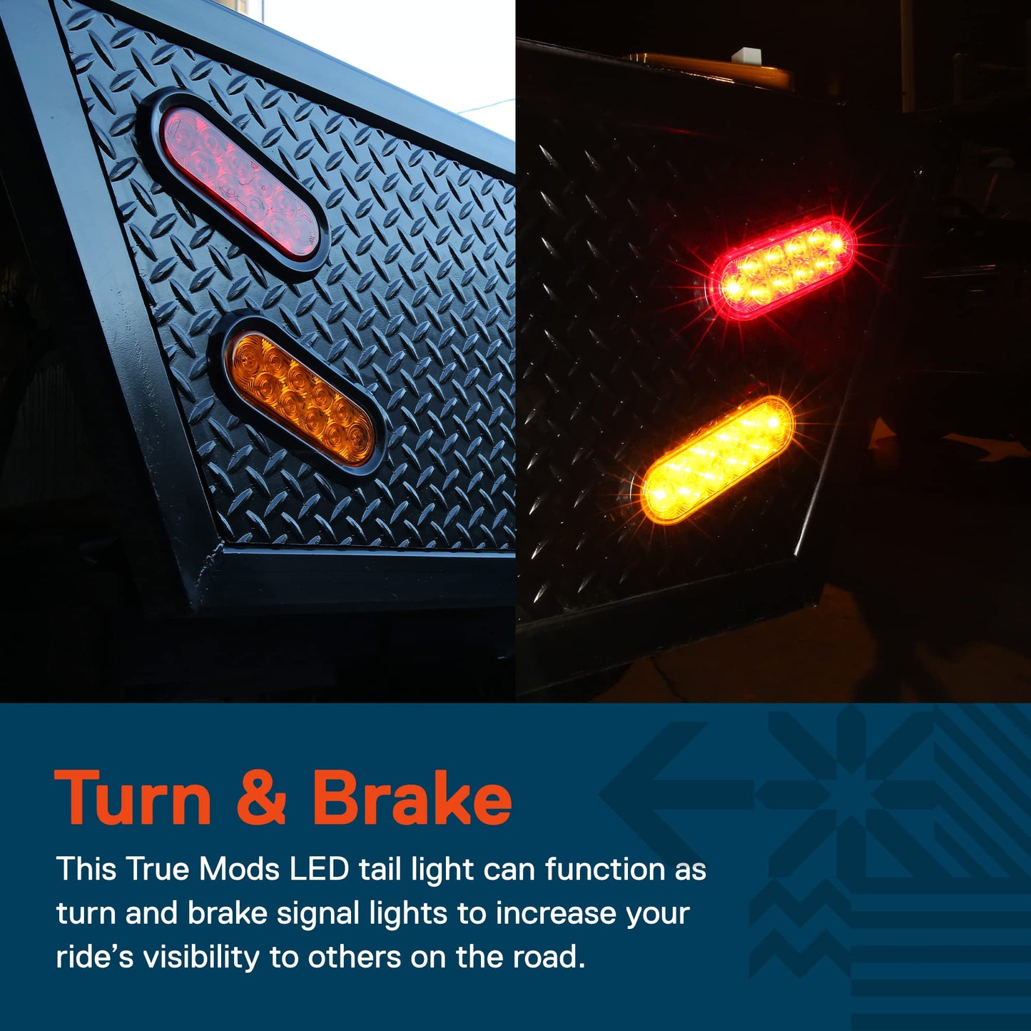 ONLINE LED STORE 2pc Amber Oval LED Trailer Tail Light Kit - IP67 Waterproof, Park & Turn Signal, Grommet & Plug Included