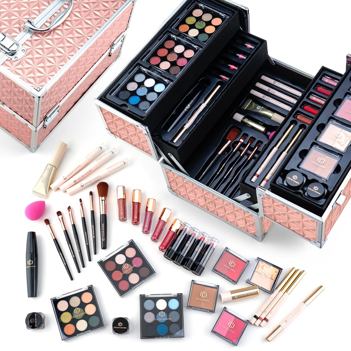 Color Nymph Professional Makeup Set for Teens, Girls & Women - Full Kit with Storage Train Case, Beginner Cosmetics Kit with Eye