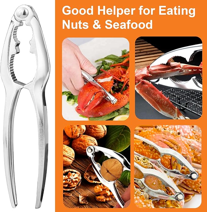 Crab Crackers and Tools, 5 Pcs Crab Crackers, Lobster Crackers and Tools, Seafood Tools Set, Walnut Nut Cracker Set, Home Restaurant Kitchen Tools