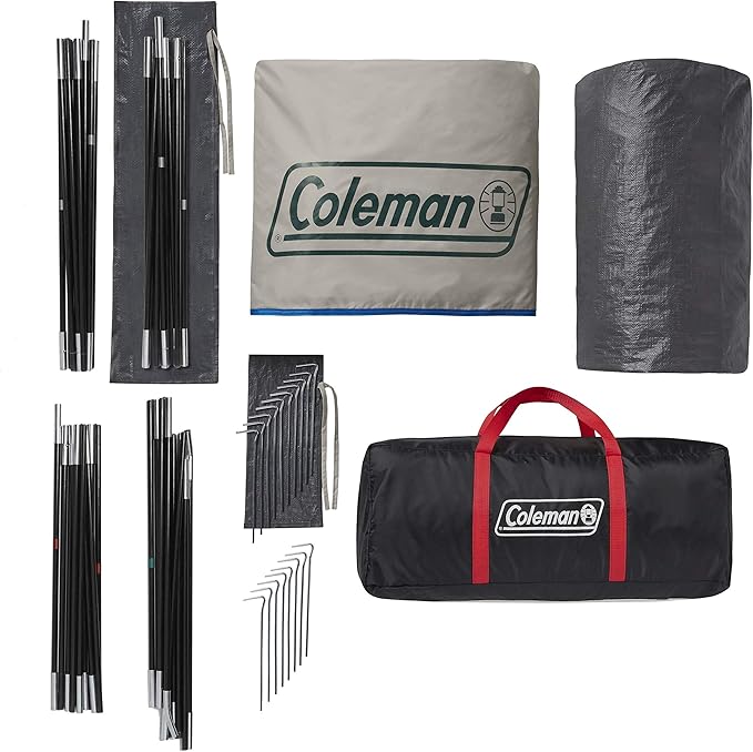 Coleman Cabin Camping Tent with Screened Porch, 4/6 Person Weatherproof Tent with Enclosed Screened Porch Option, Includes Rainfly, Carry Bag, Extra Storage, and 10 Minute Setup