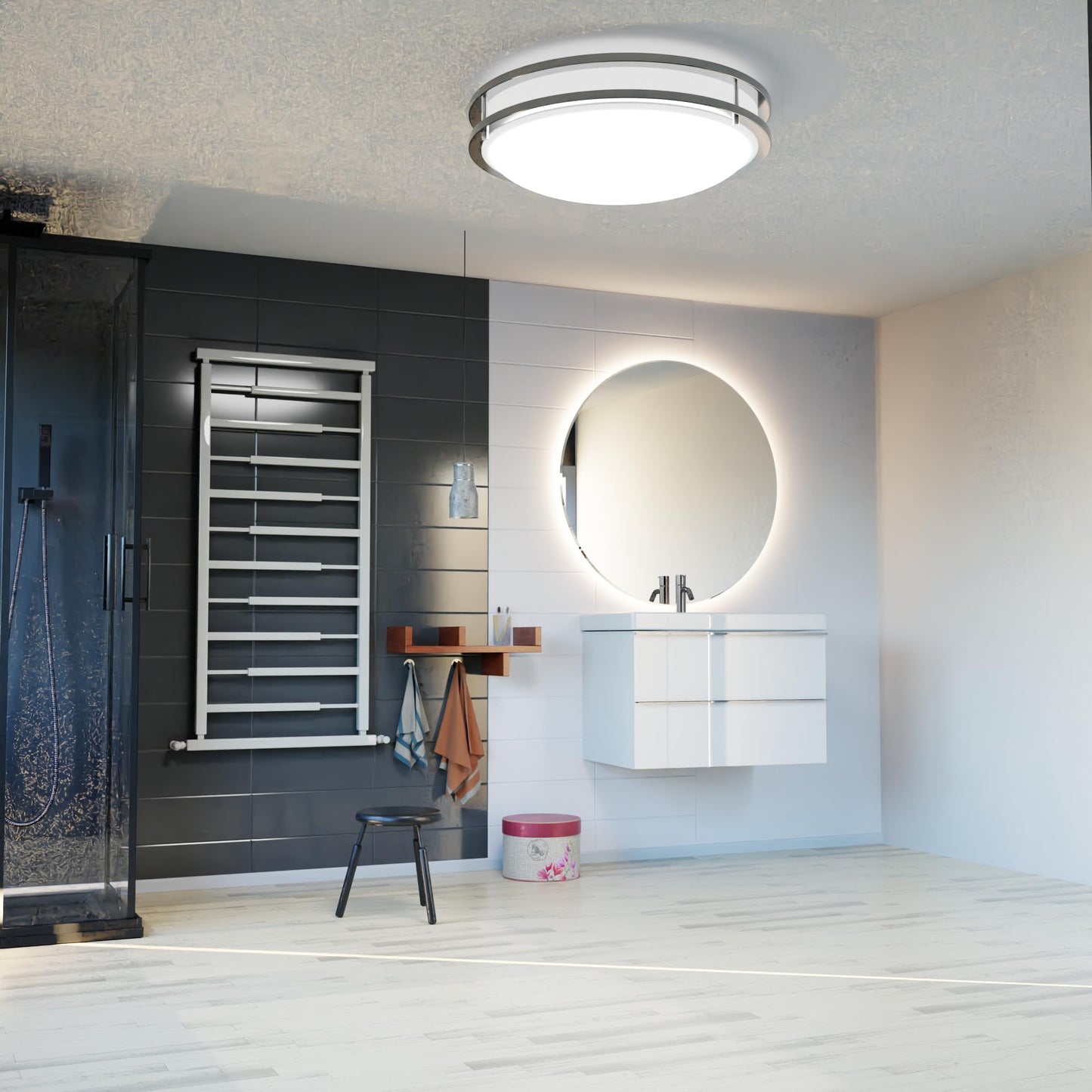 Lunabode Led Flush Mount Ceiling Light, 15, Brushed Nickel, 2700K, 22W (100W Eq), Model Gsd3823, Warm White, Etl